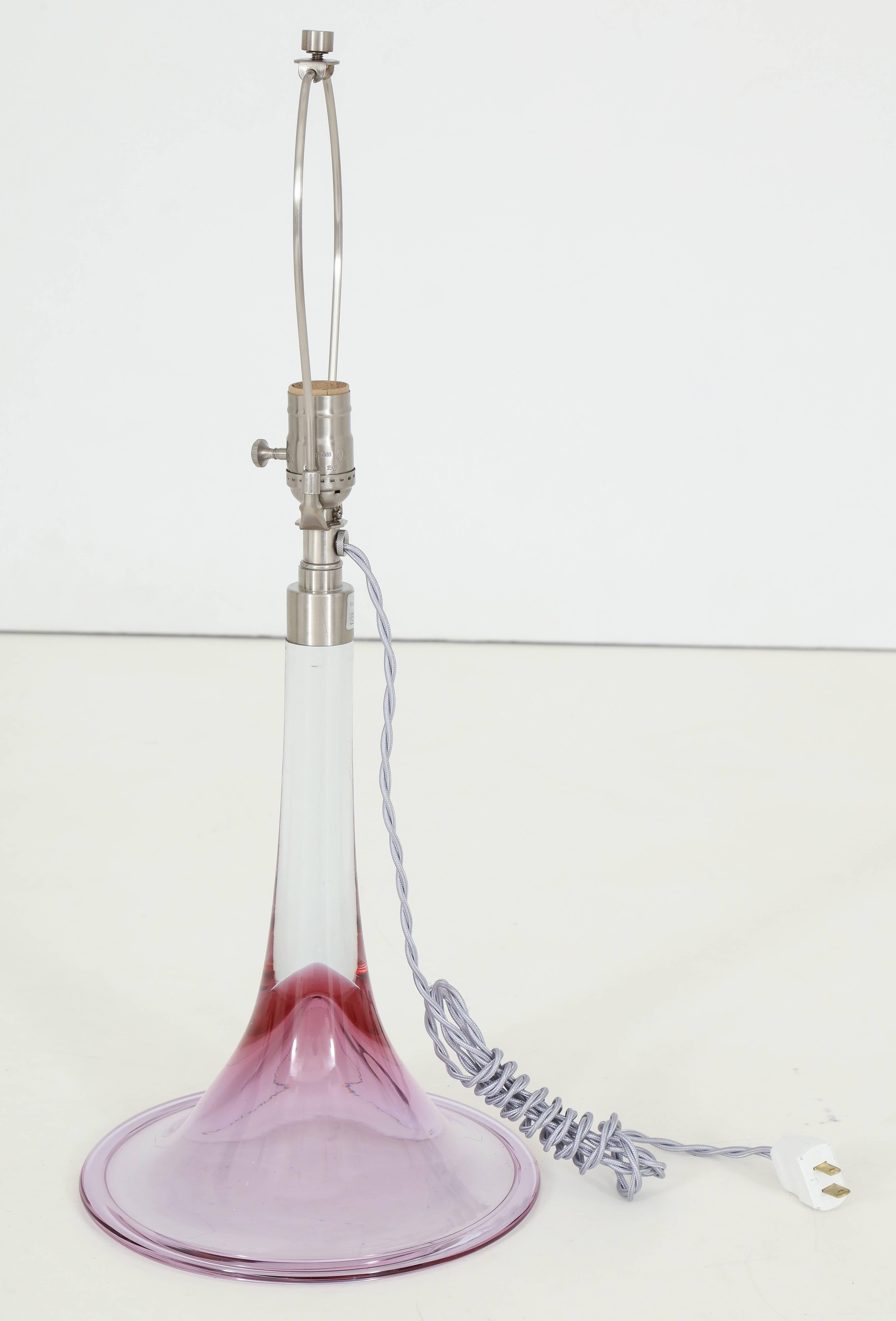 Murano Glass Royal Copenhagen Orchid/Clear Glass Lamps