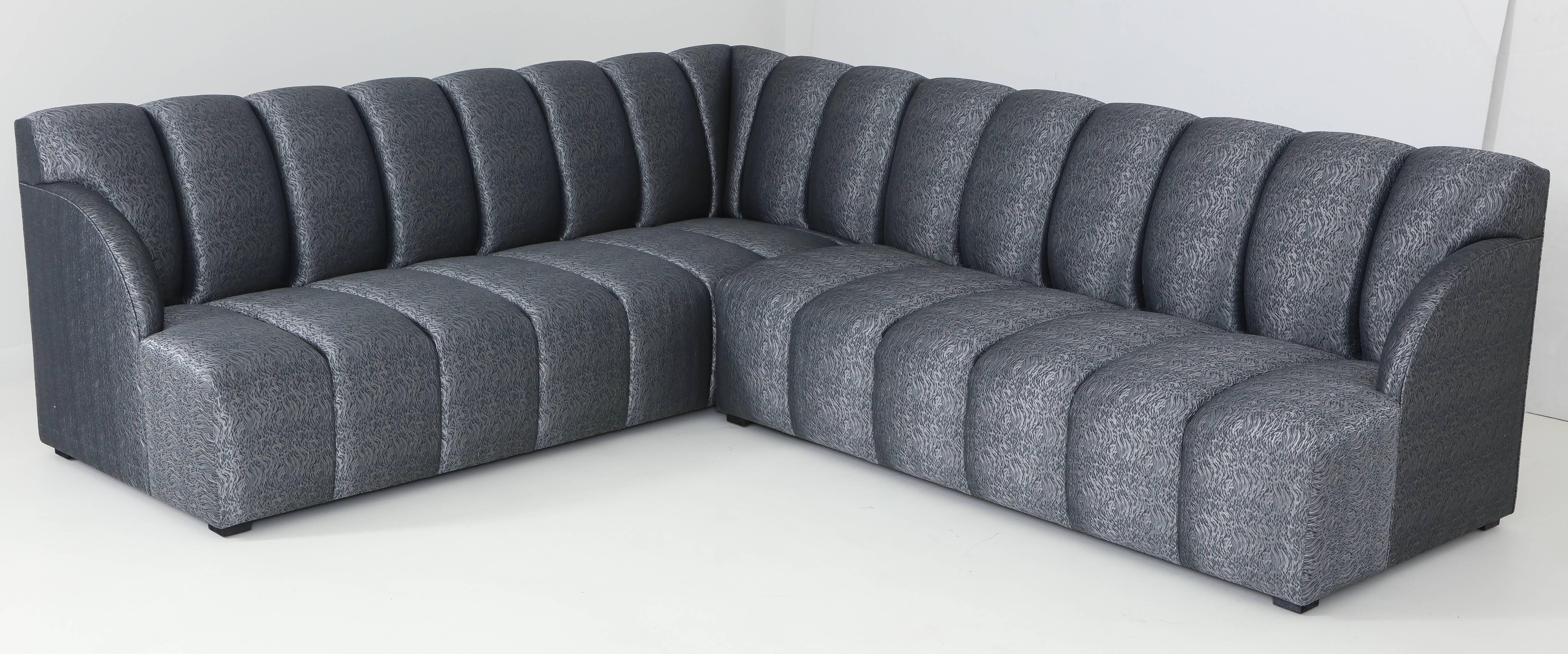 Modern Steve Chase Channel Tufted Sectional Sofa For Sale