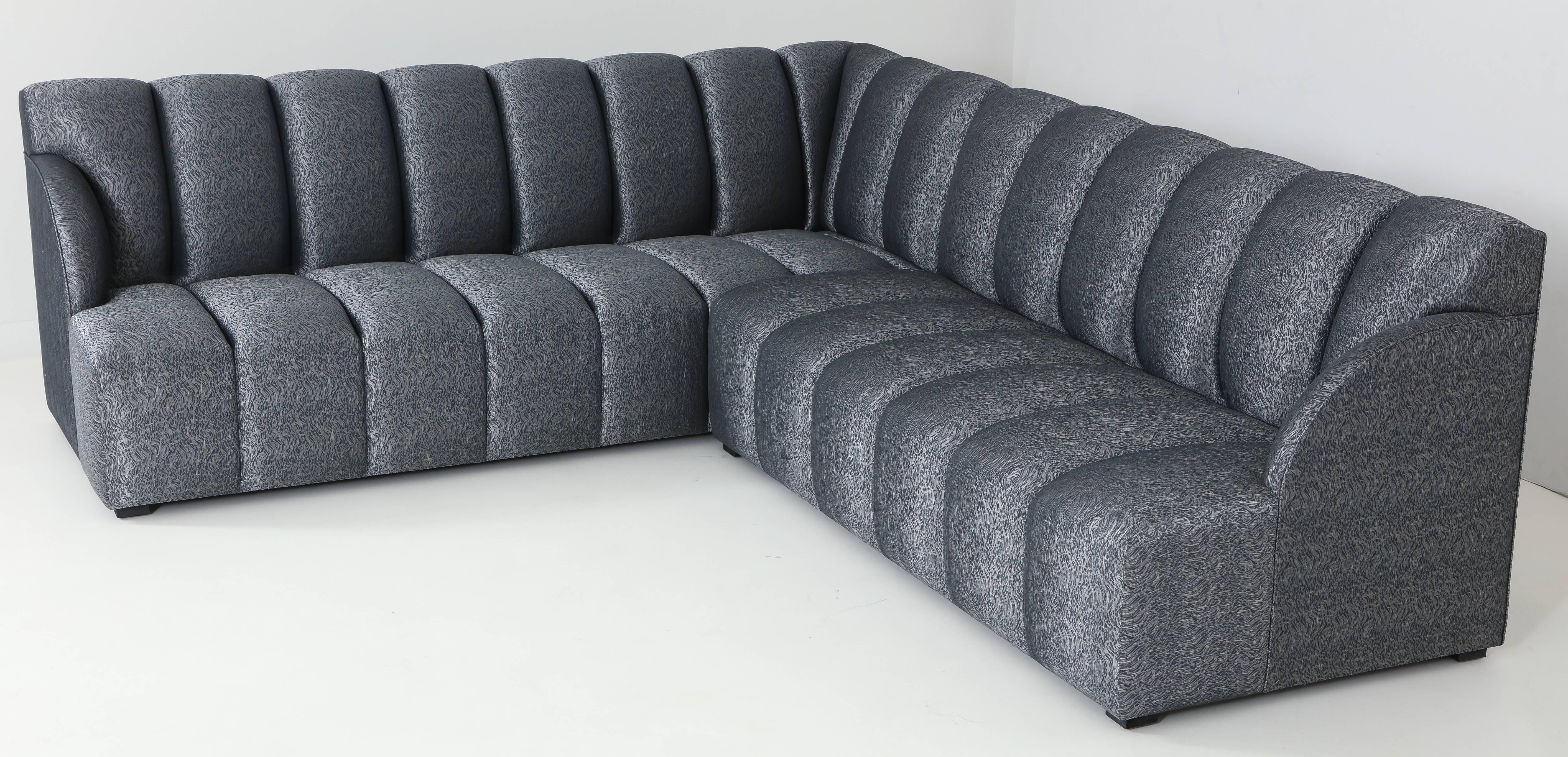 American Steve Chase Channel Tufted Sectional Sofa For Sale