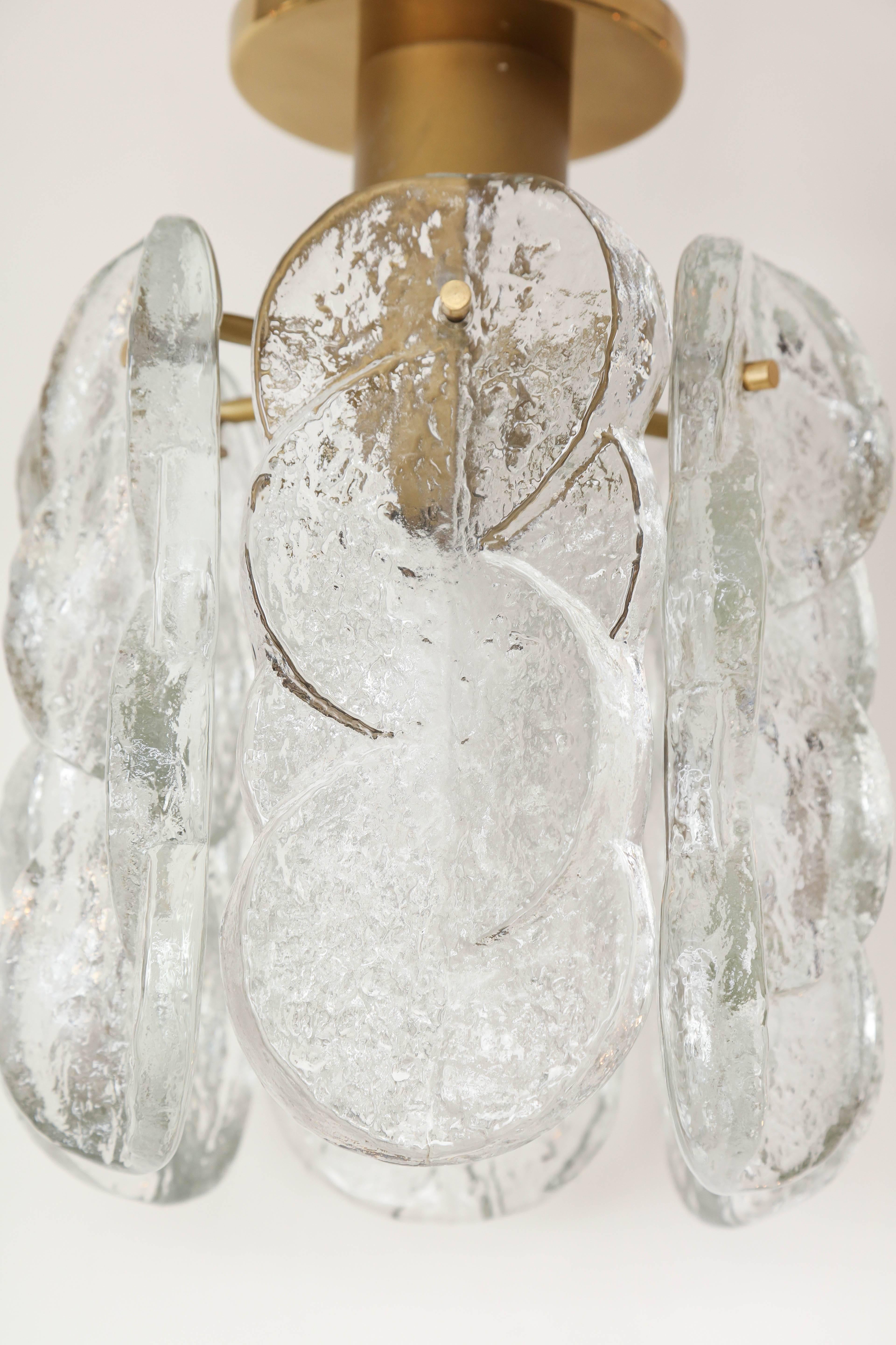 Scandinavian Modern Kalmar Ice Glass Flush Mount Chandelier
