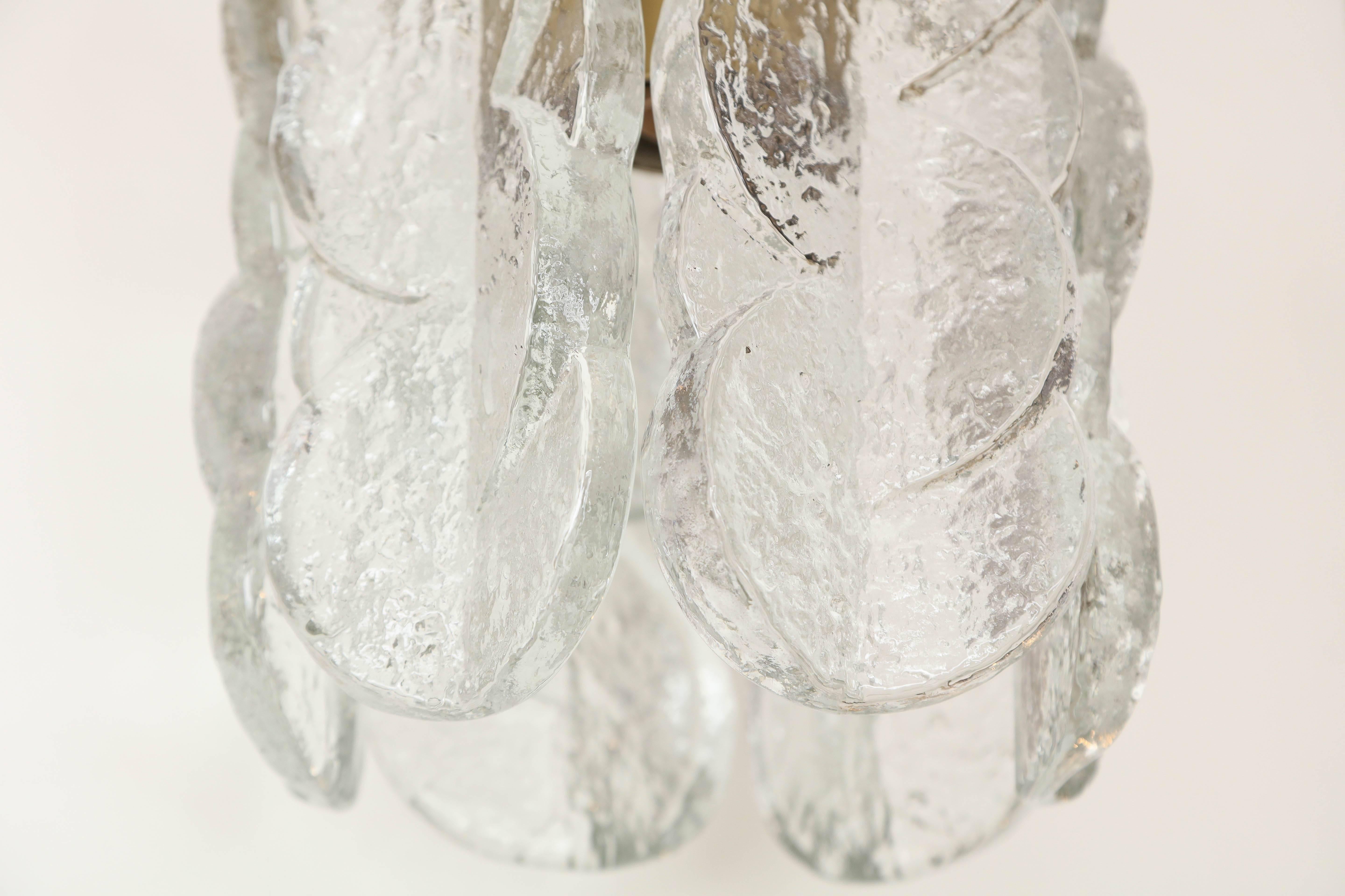 Brass Kalmar Ice Glass Flush Mount Chandelier