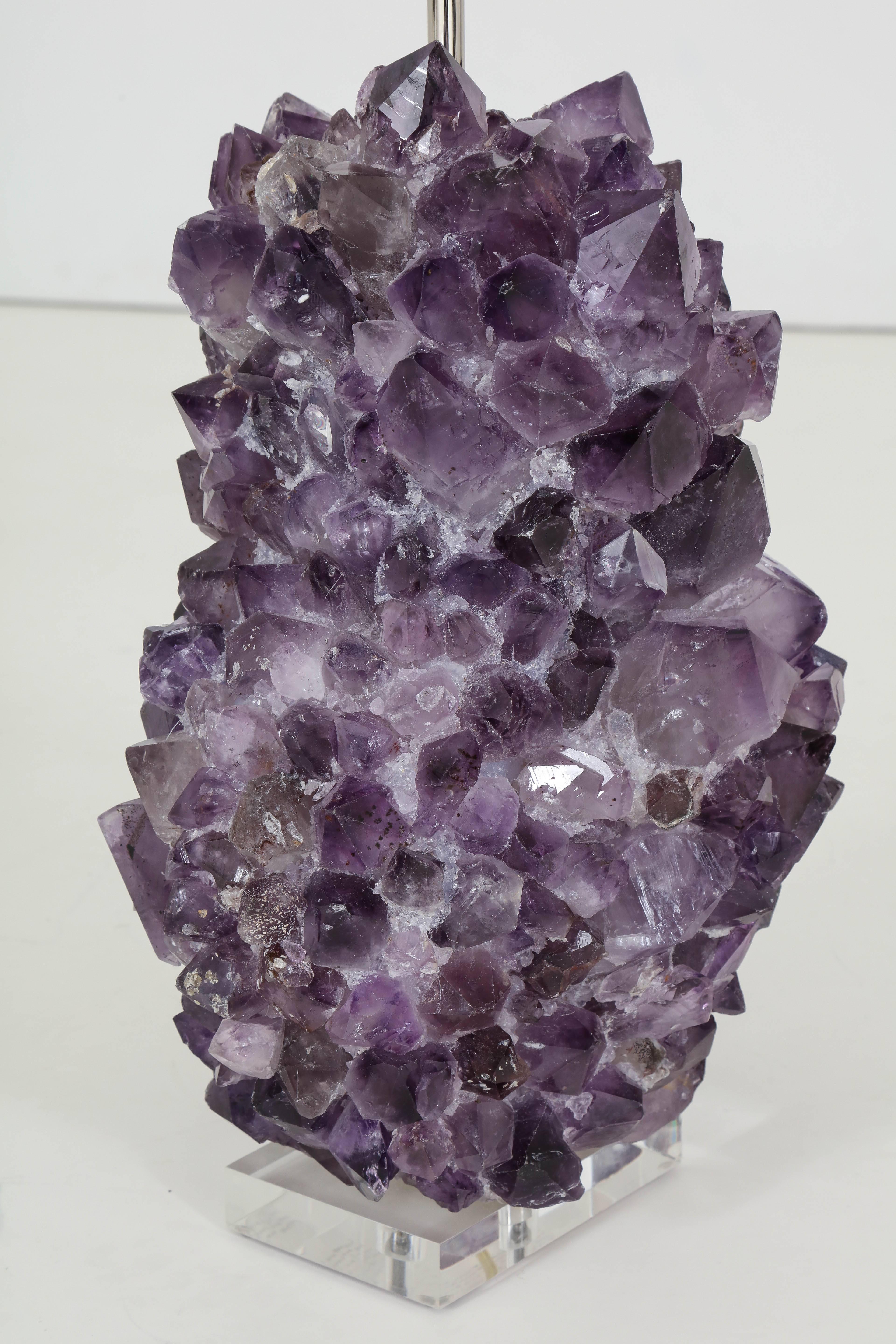 Pair of Faceted Amethyst Quartz Crystal Lamps 2