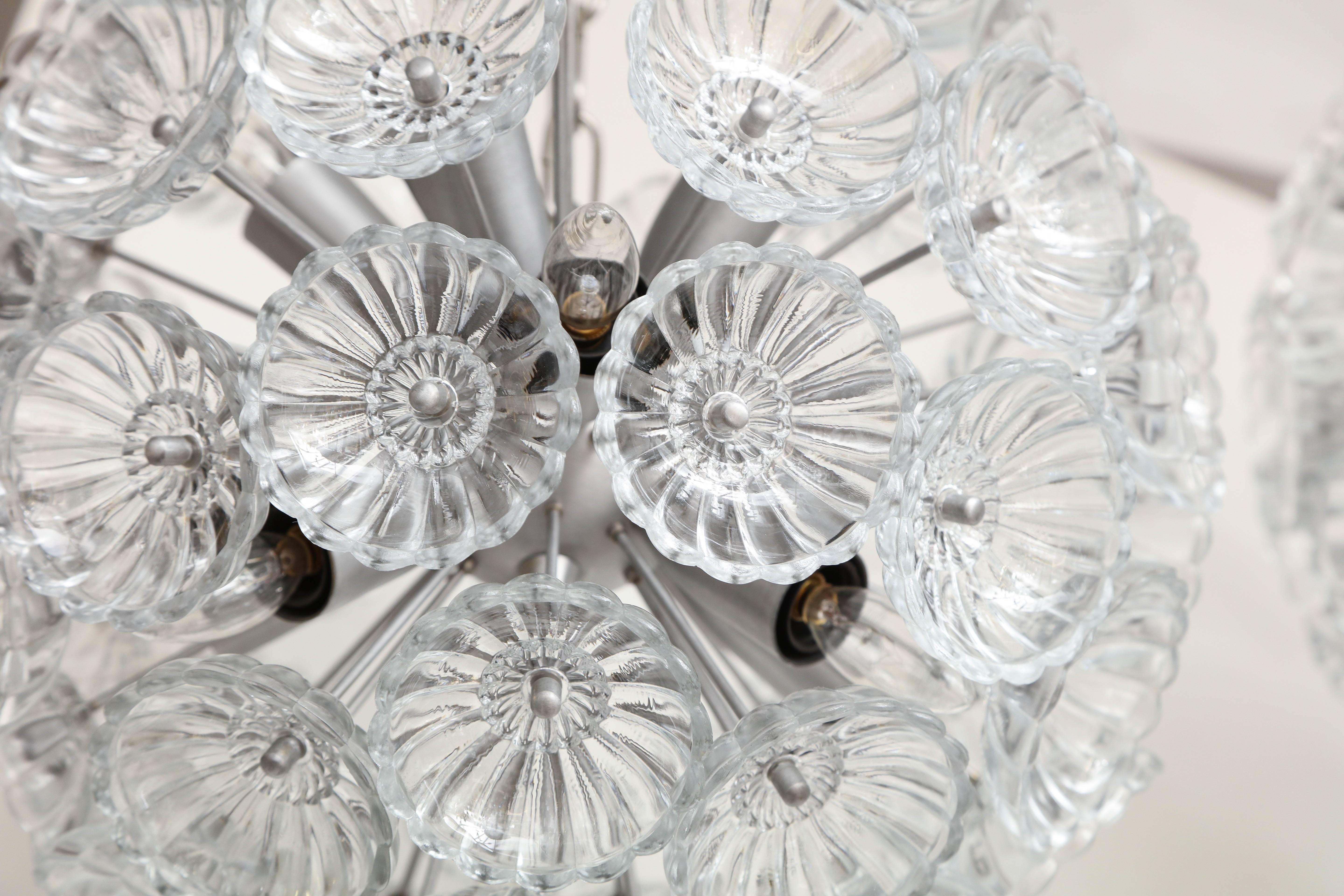 Scandinavian Modern Mid-Century Glass Flower Sputnik Chandelier For Sale