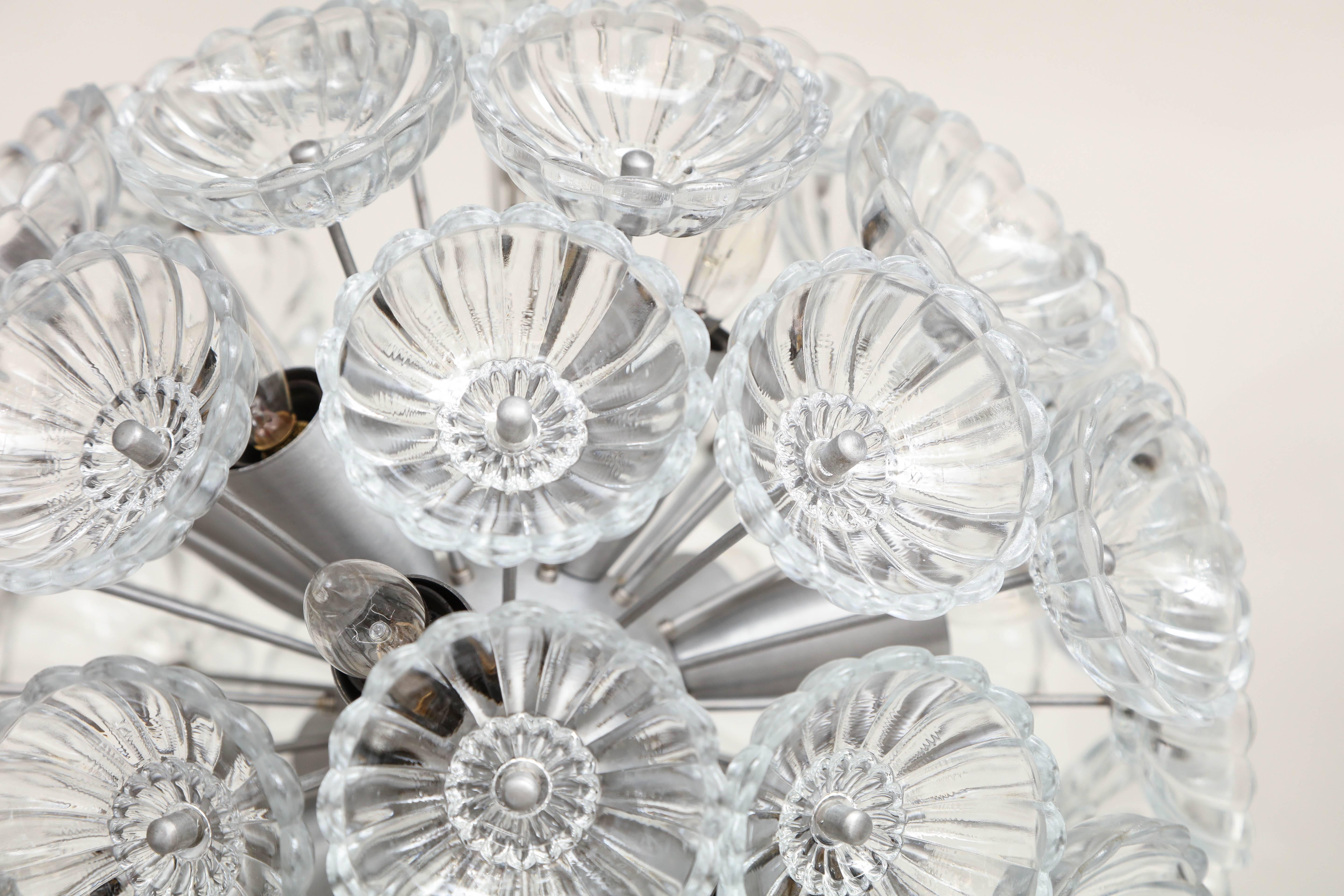 20th Century Mid-Century Glass Flower Sputnik Chandelier For Sale