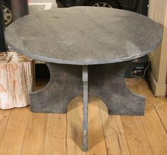 Custom-Made Solid Blue Slate Round Dining Table