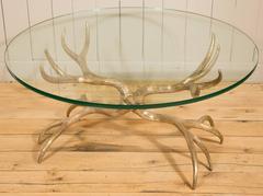 Antlers Coffee Table in Gilt Bronze in the Style of Arthur Court, circa 1970