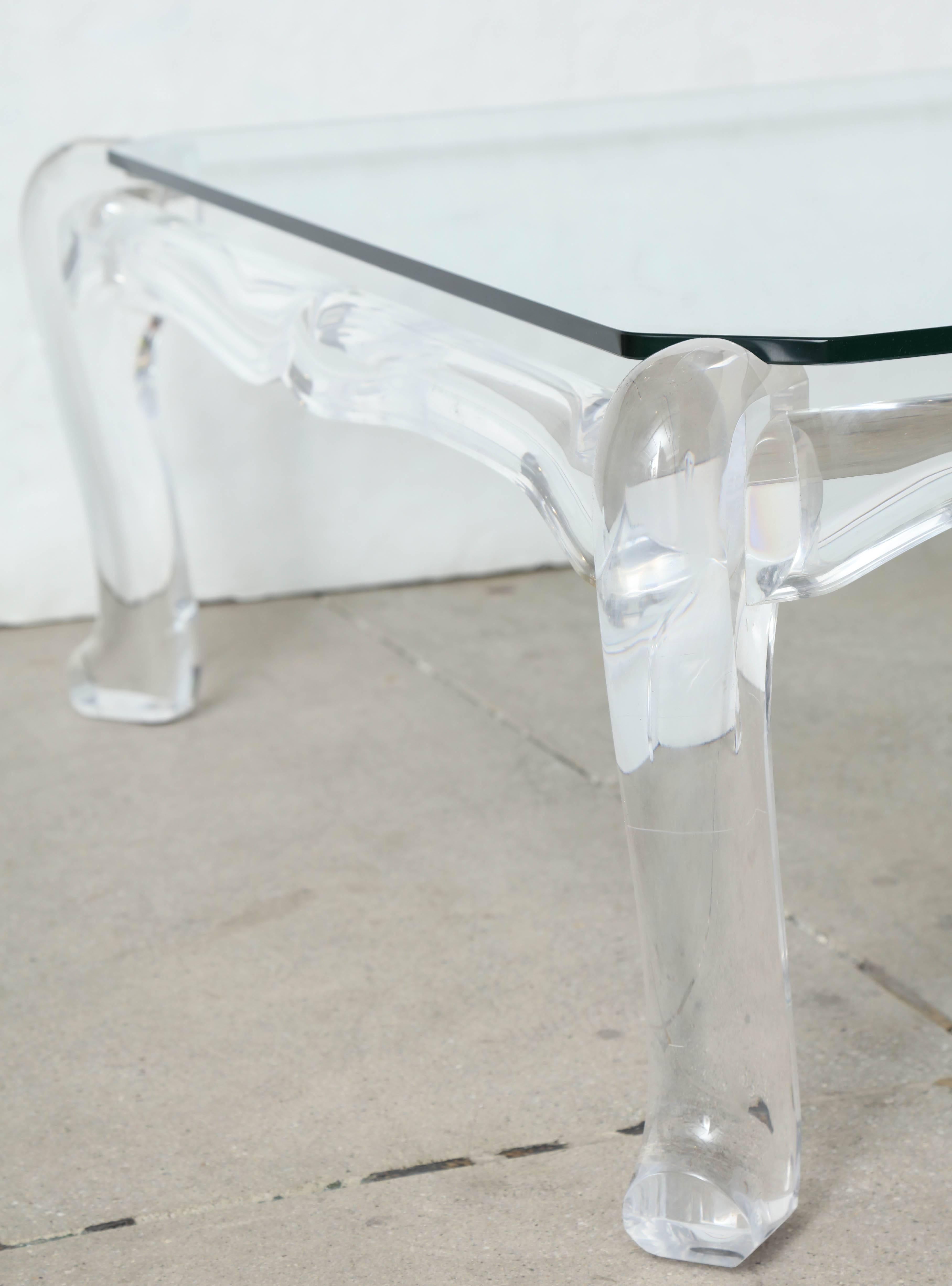 French Carved Lucite Cocktail Table