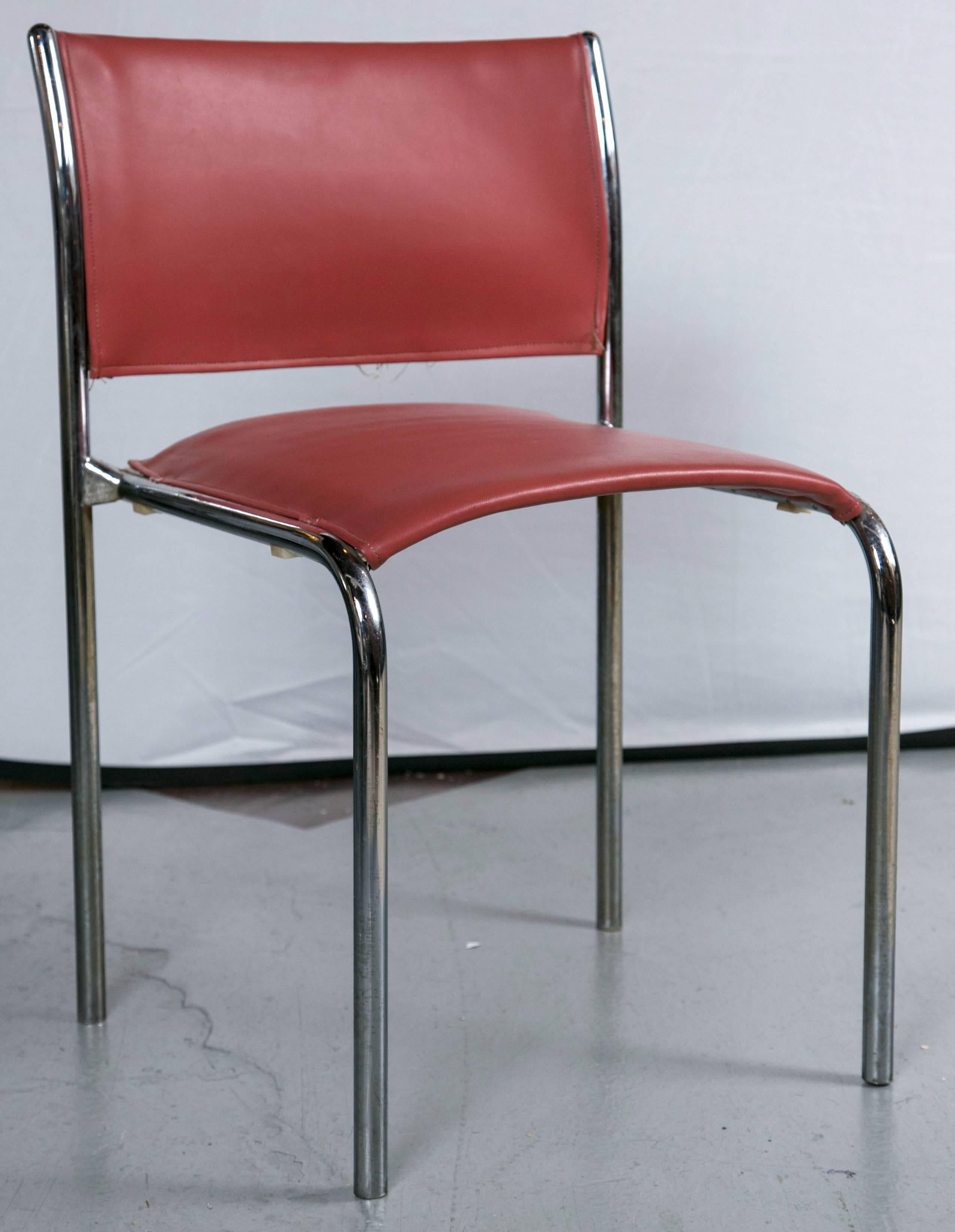 A total of ten Mies van der Rohe/Brno style chairs made by Thonet with seamless tubular chrome frame. Beautiful cantilevered design, extremely well made and very comfortable. Can purchase as many as is needed to suit your needs.