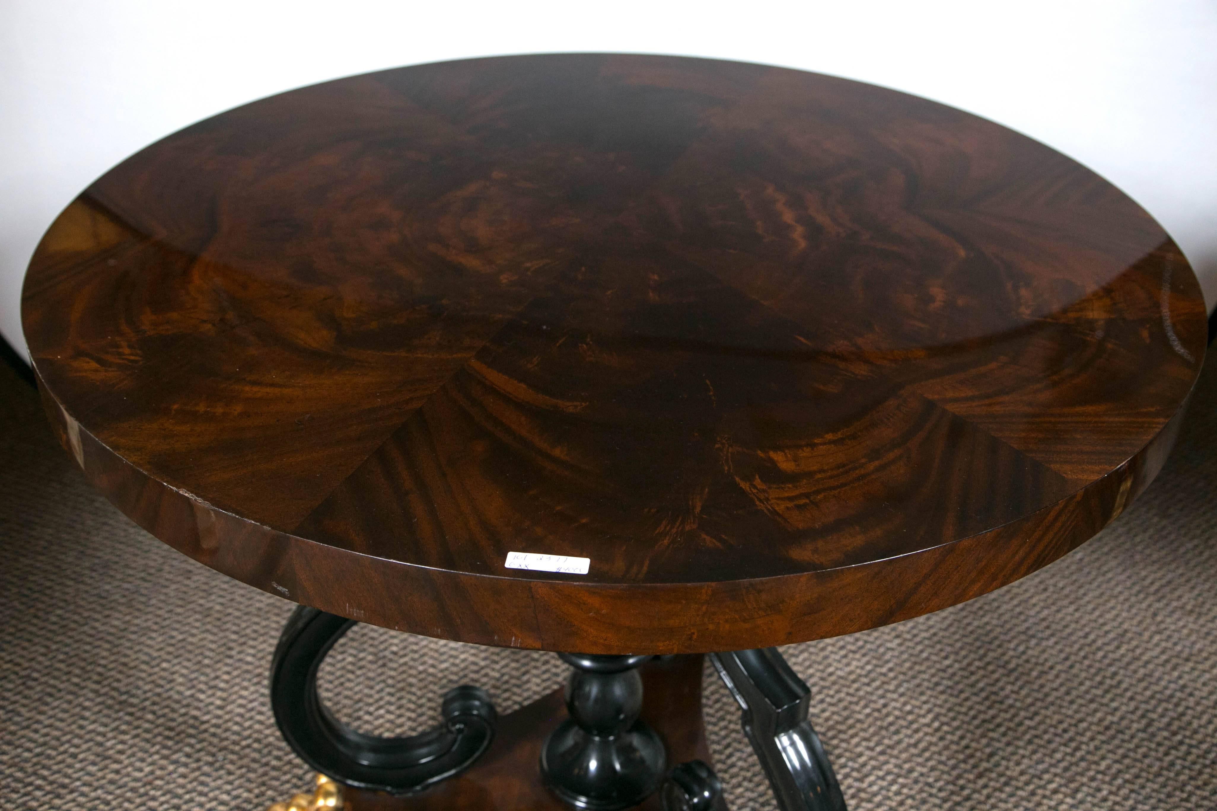 Pair of Jonathan Charles Mahogany Centre Table with Gilded Lions Paw Feet  In Good Condition In Stamford, CT