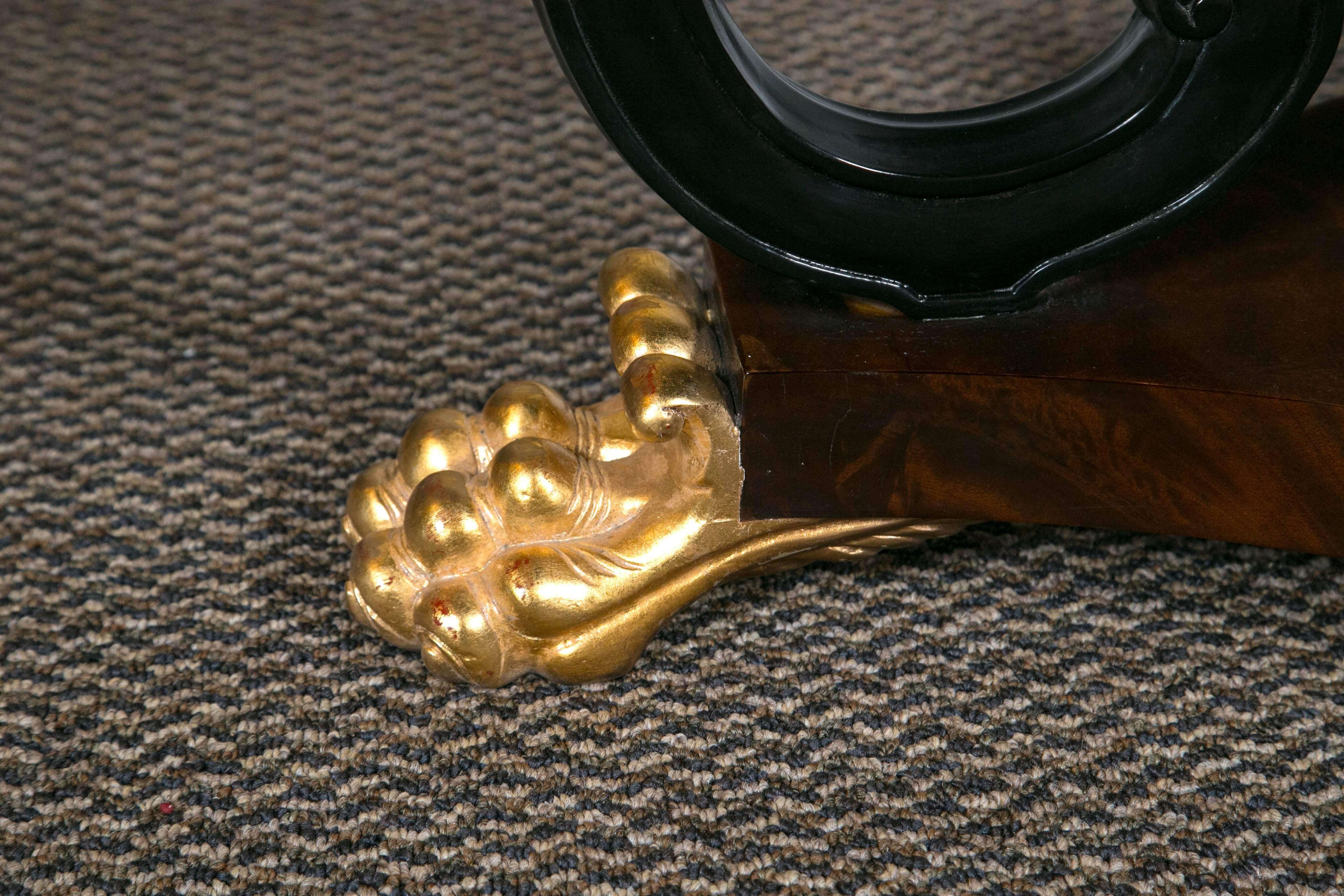 Late 20th Century Pair of Jonathan Charles Mahogany Centre Table with Gilded Lions Paw Feet 