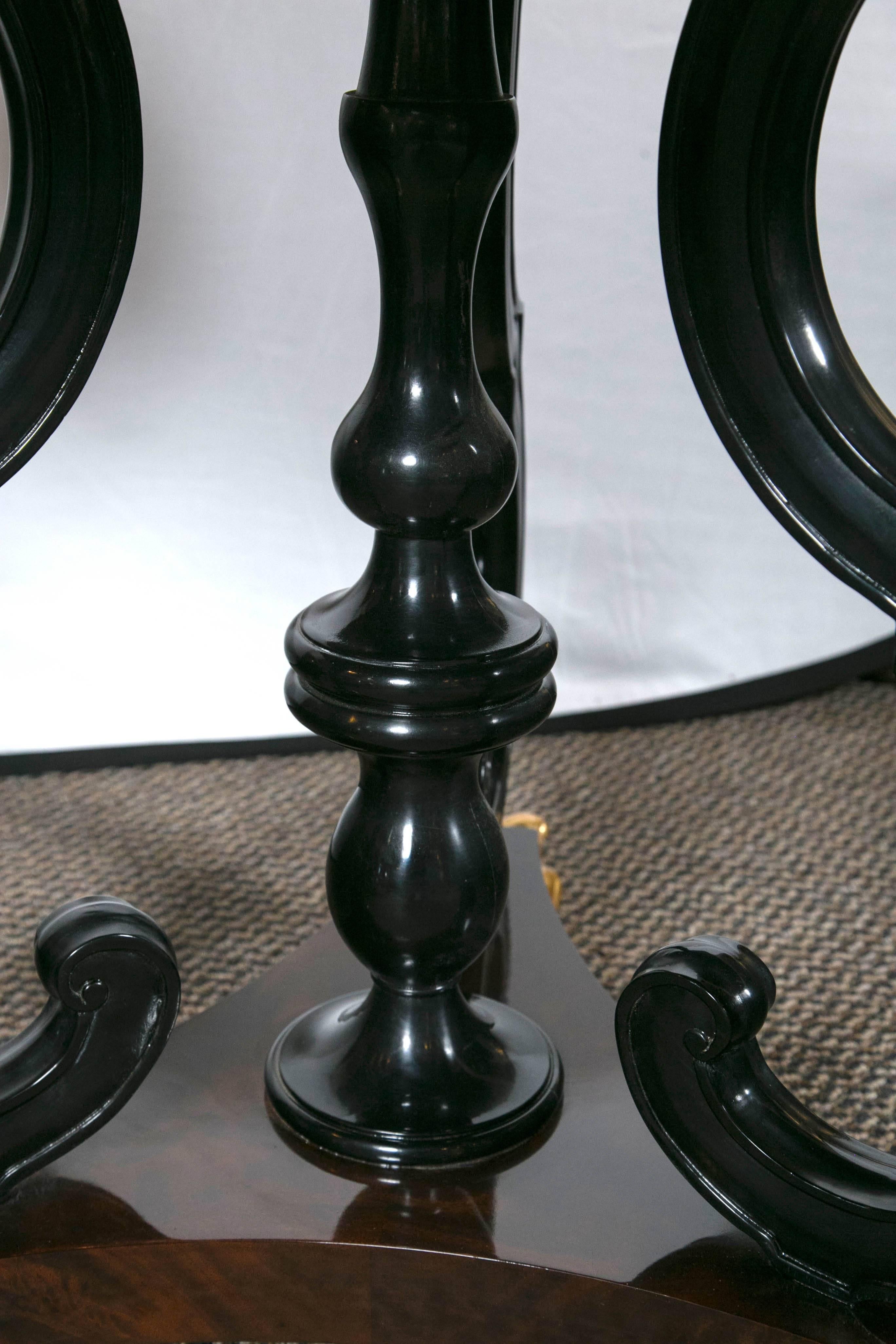 Pair of Jonathan Charles Mahogany Centre Table with Gilded Lions Paw Feet  1