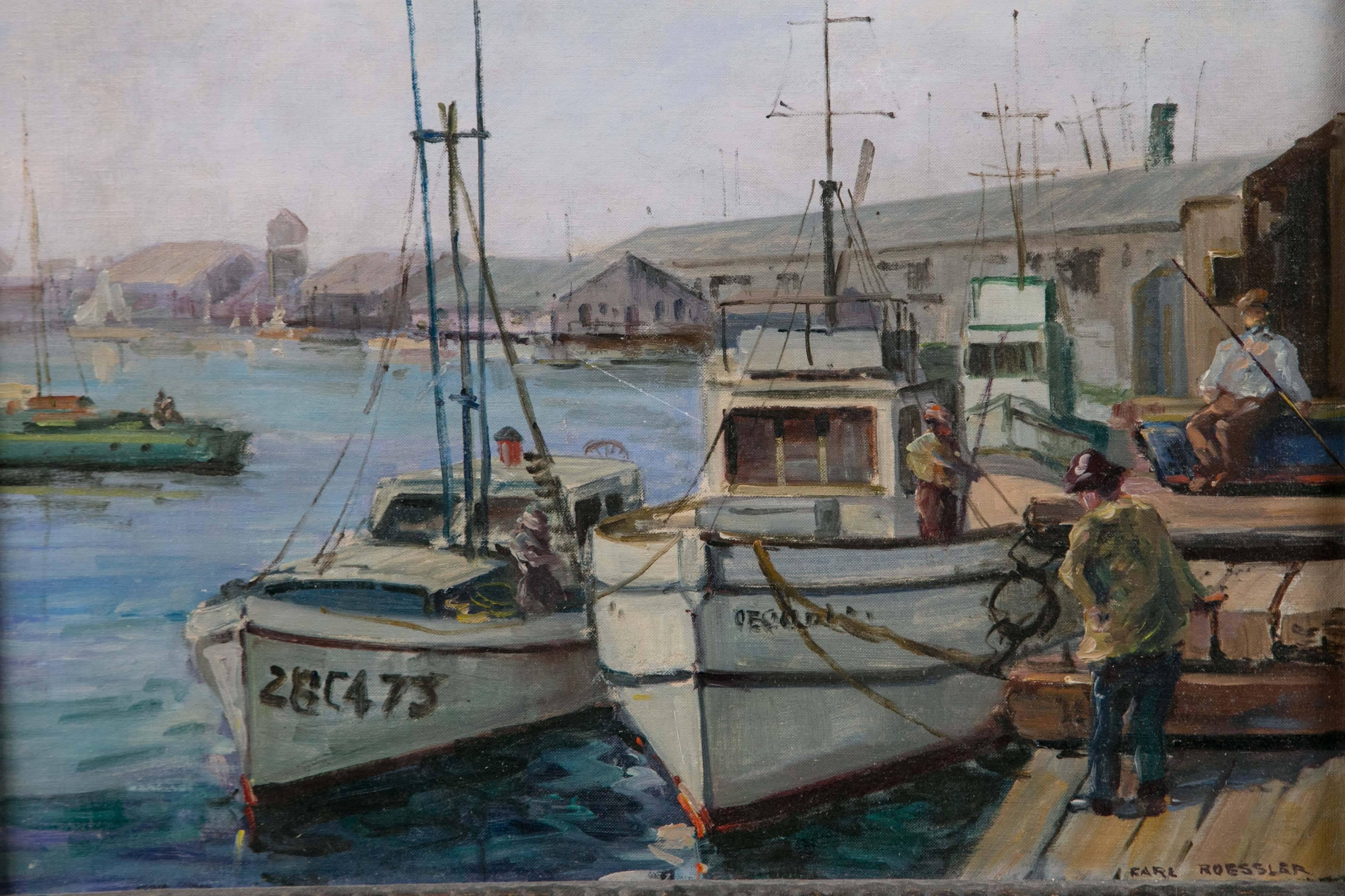 American Oil on Board Maritime Painting For Sale