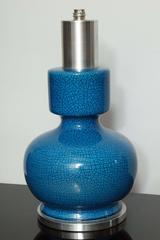 Pair of Modernist Crackled/Turquoise Glazed Ceramic Table Lamps