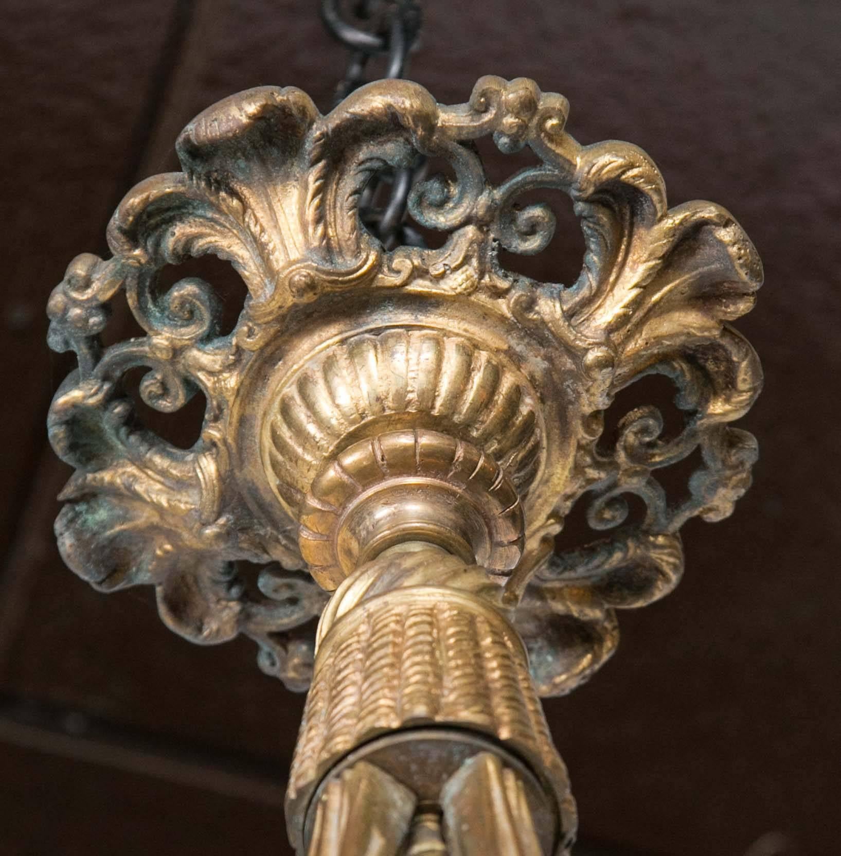 Gilt Bronze Four-Light Neoclassical Chandelier For Sale 3