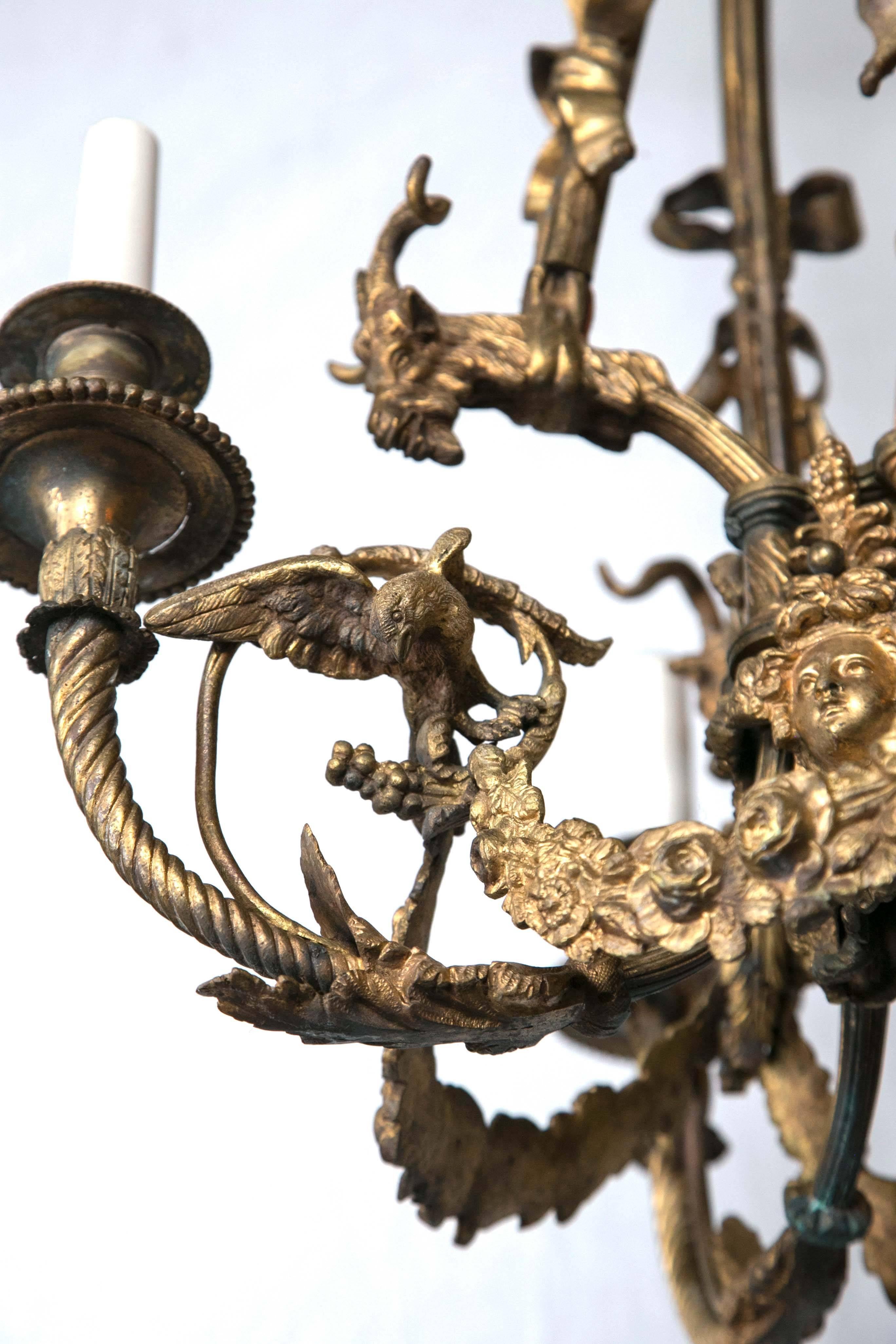 Gilt Bronze Four-Light Neoclassical Chandelier For Sale 4