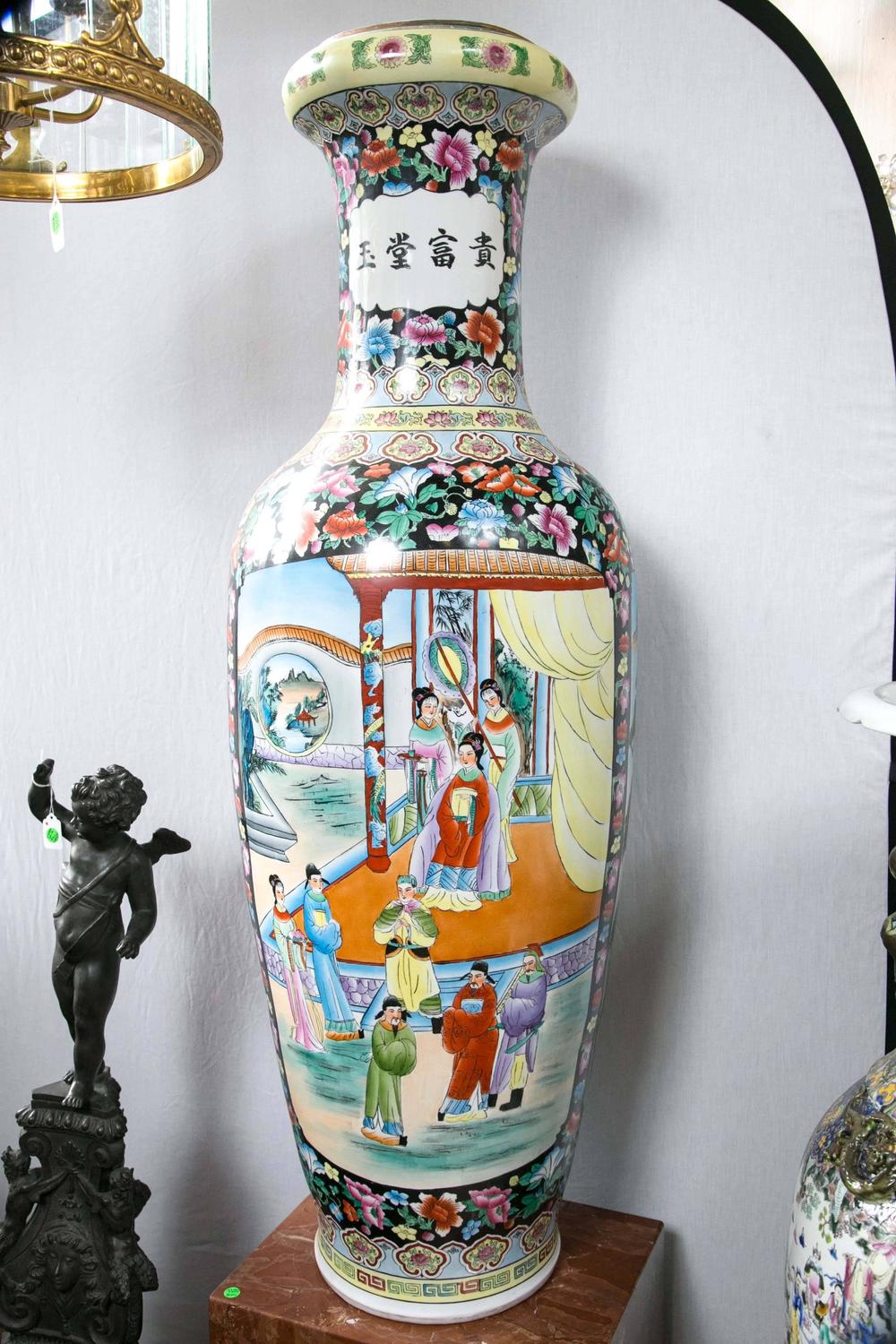 Large Pair of Chinese Porcelain Floor Vases For Sale at 1stdibs