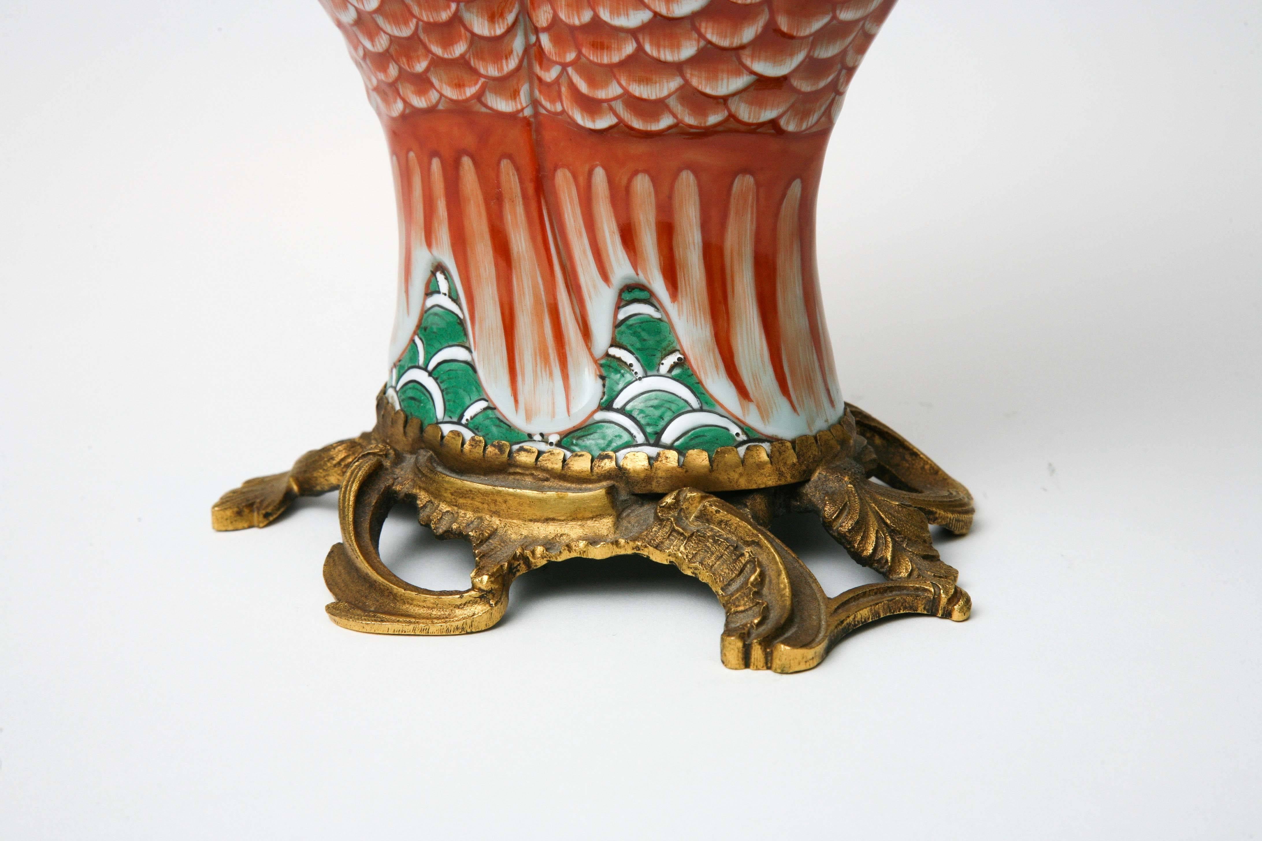 Pair of Double Carp Chinese Bronze-Mounted Export Porcelain, Qing Dynasty 1