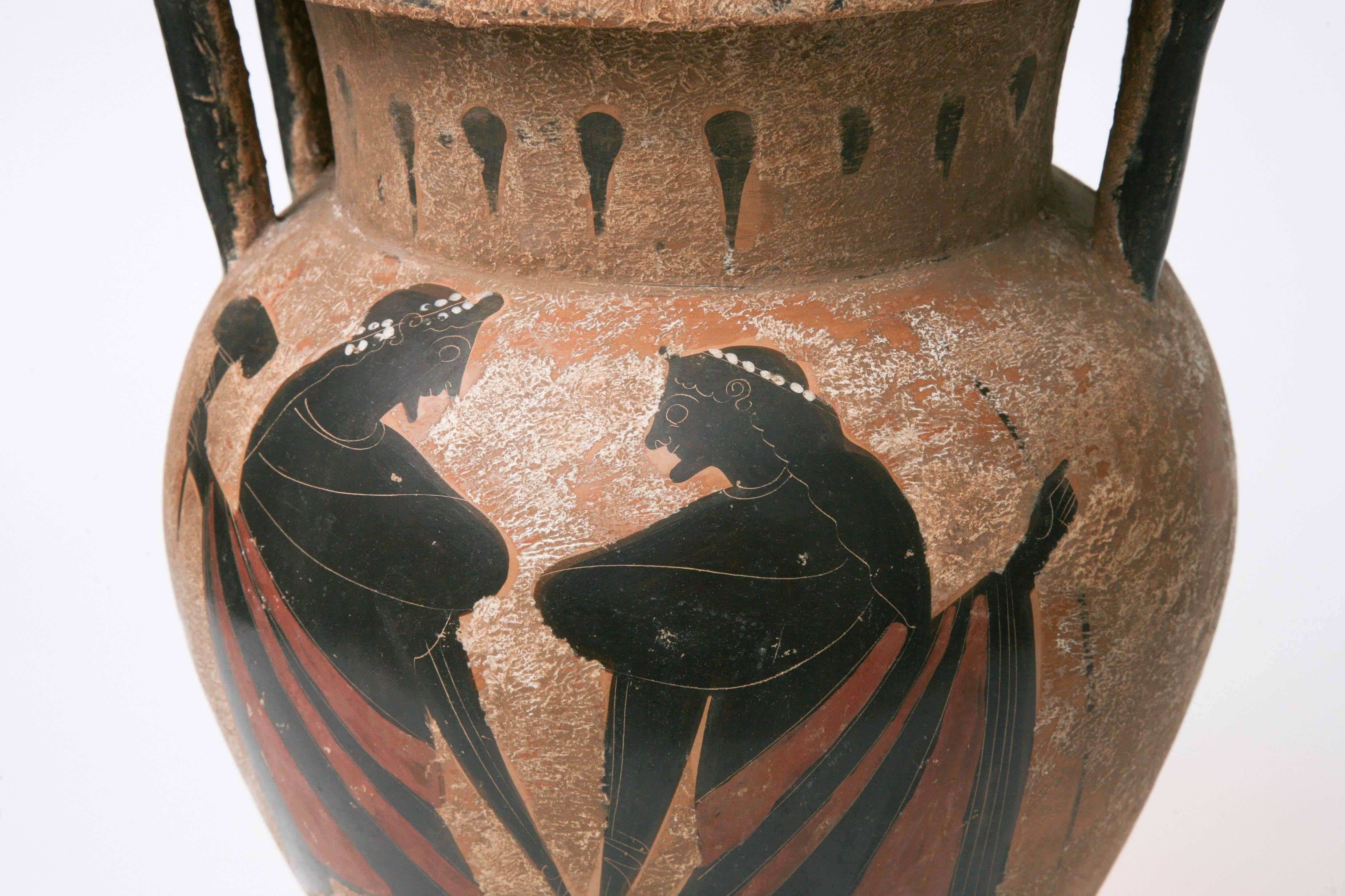 Painted Classical Greek Black Figure Style Column Krater, late 19th century