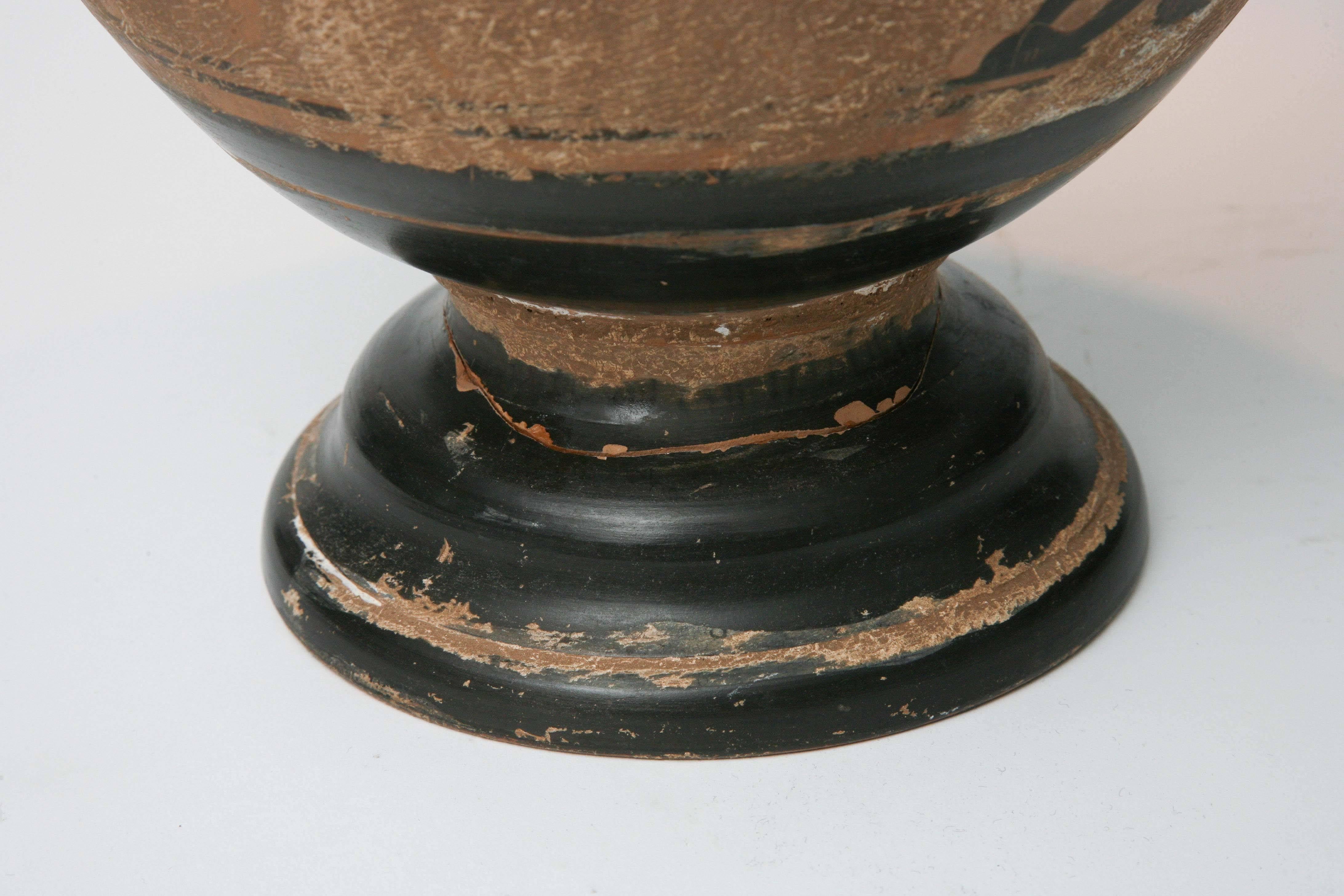 Classical Greek Black Figure Style Column Krater, late 19th century In Distressed Condition In Kensington, MD