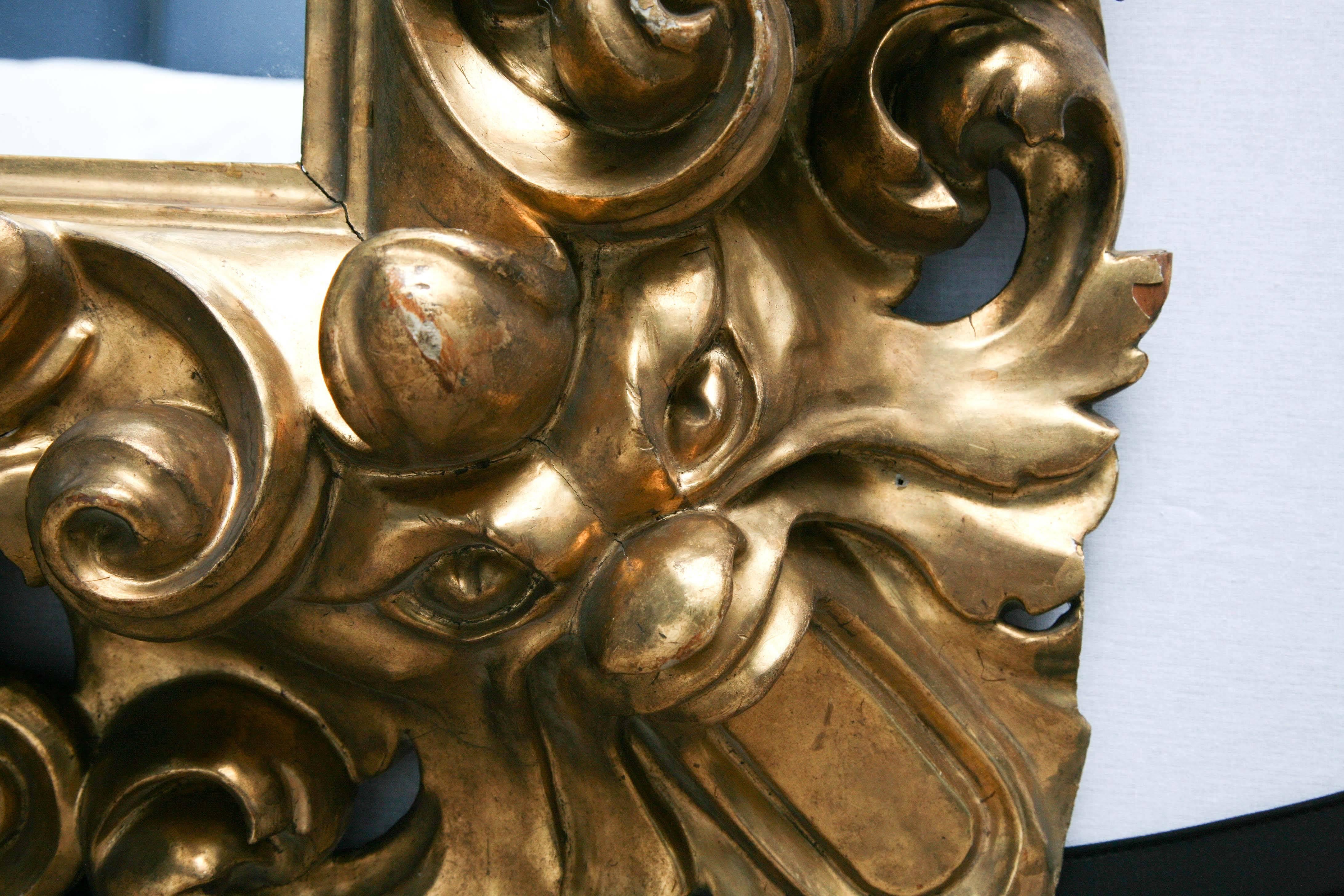 Italian Baroque Carved Giltwood Mirror, 18th Century 1