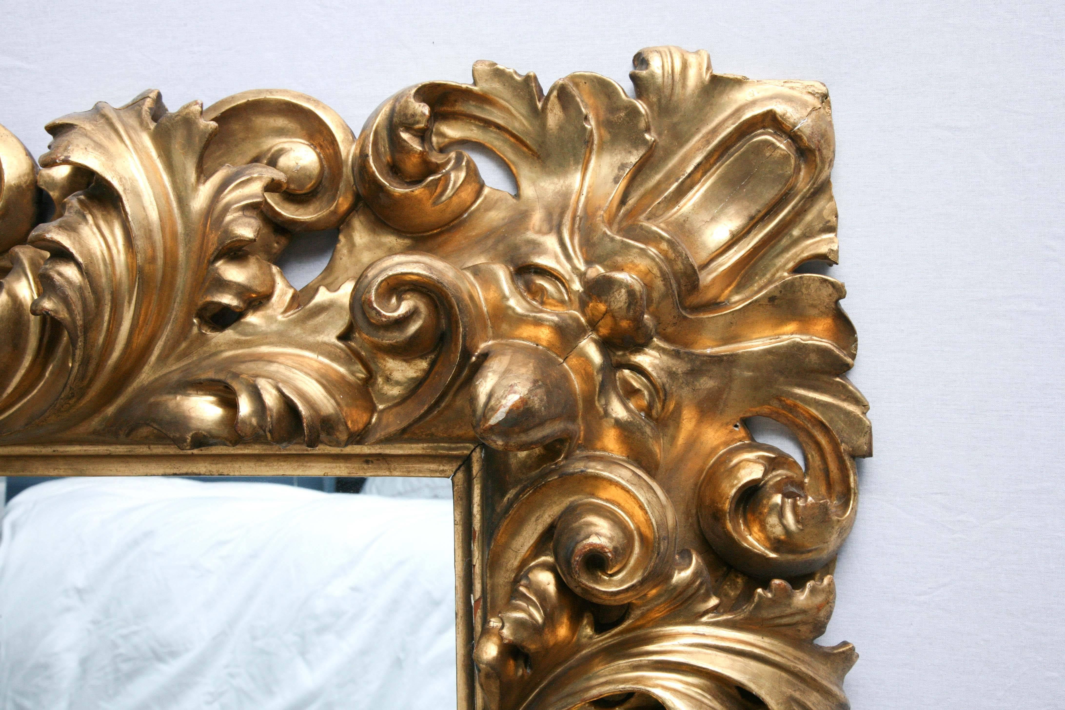 Italian Baroque Carved Giltwood Mirror, 18th Century 3