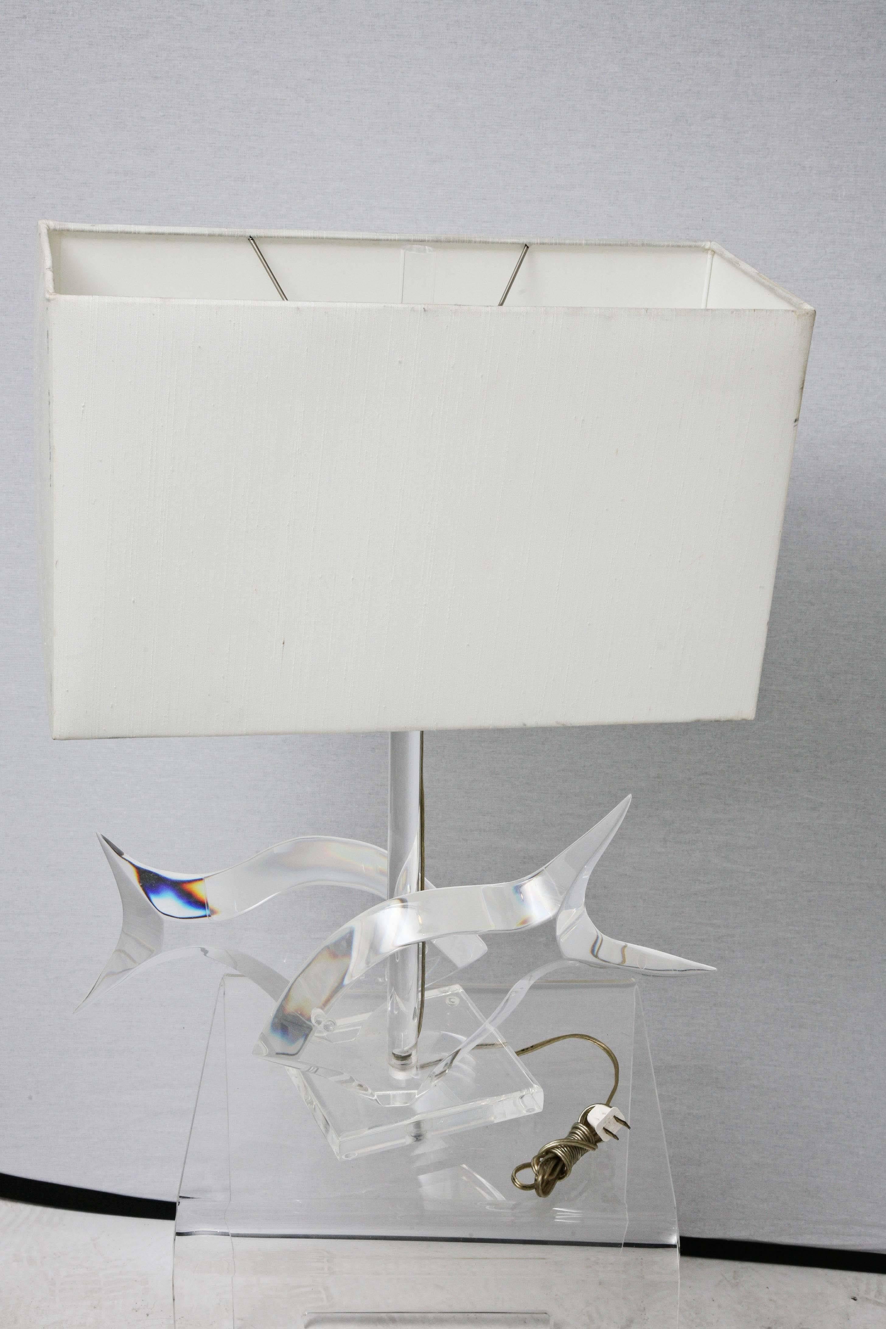 Pair of Mid-Century Modern Van Teal Sculptural Lucite Fish Table Lamps 1
