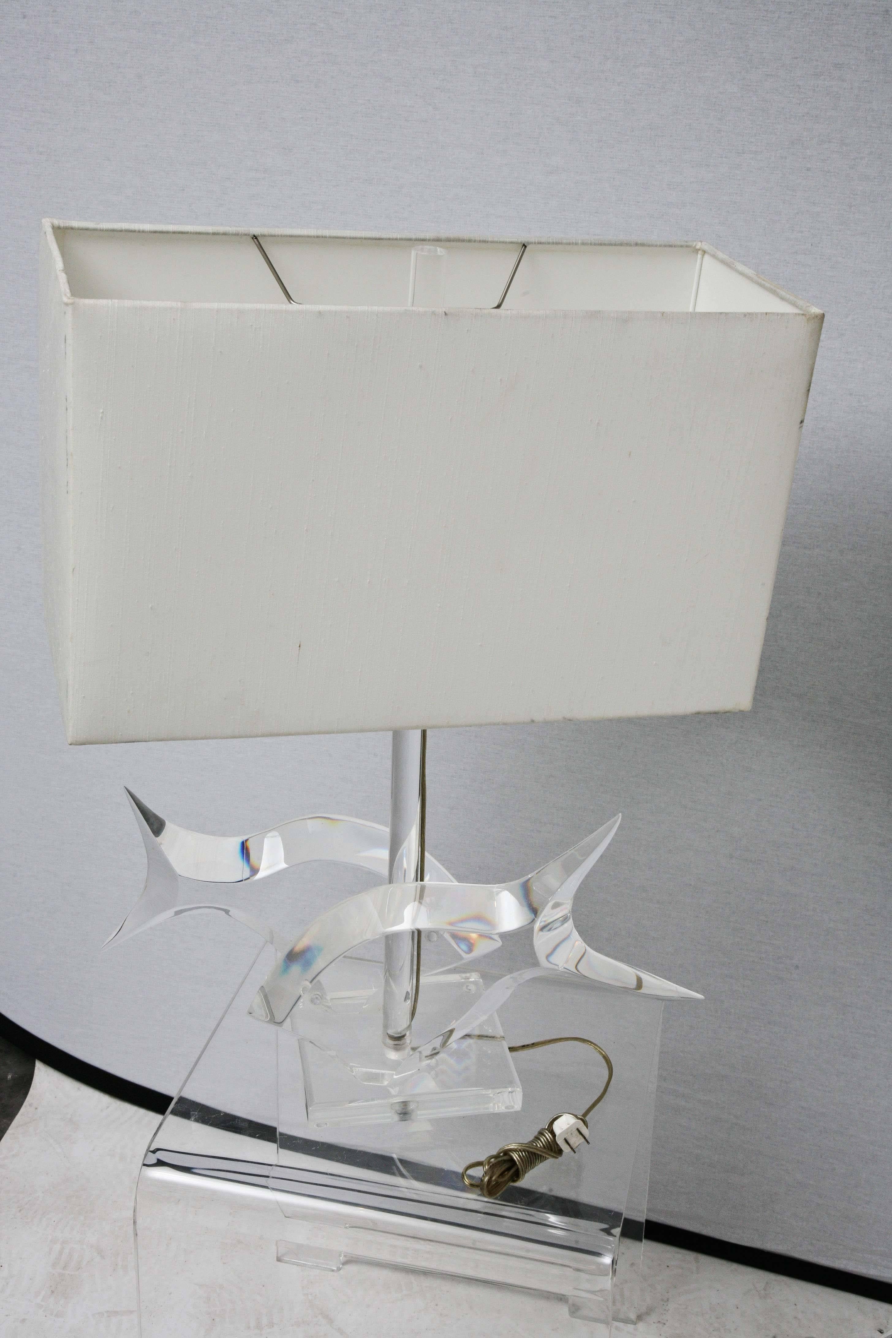Pair of Mid-Century Modern Van Teal Sculptural Lucite Fish Table Lamps 2
