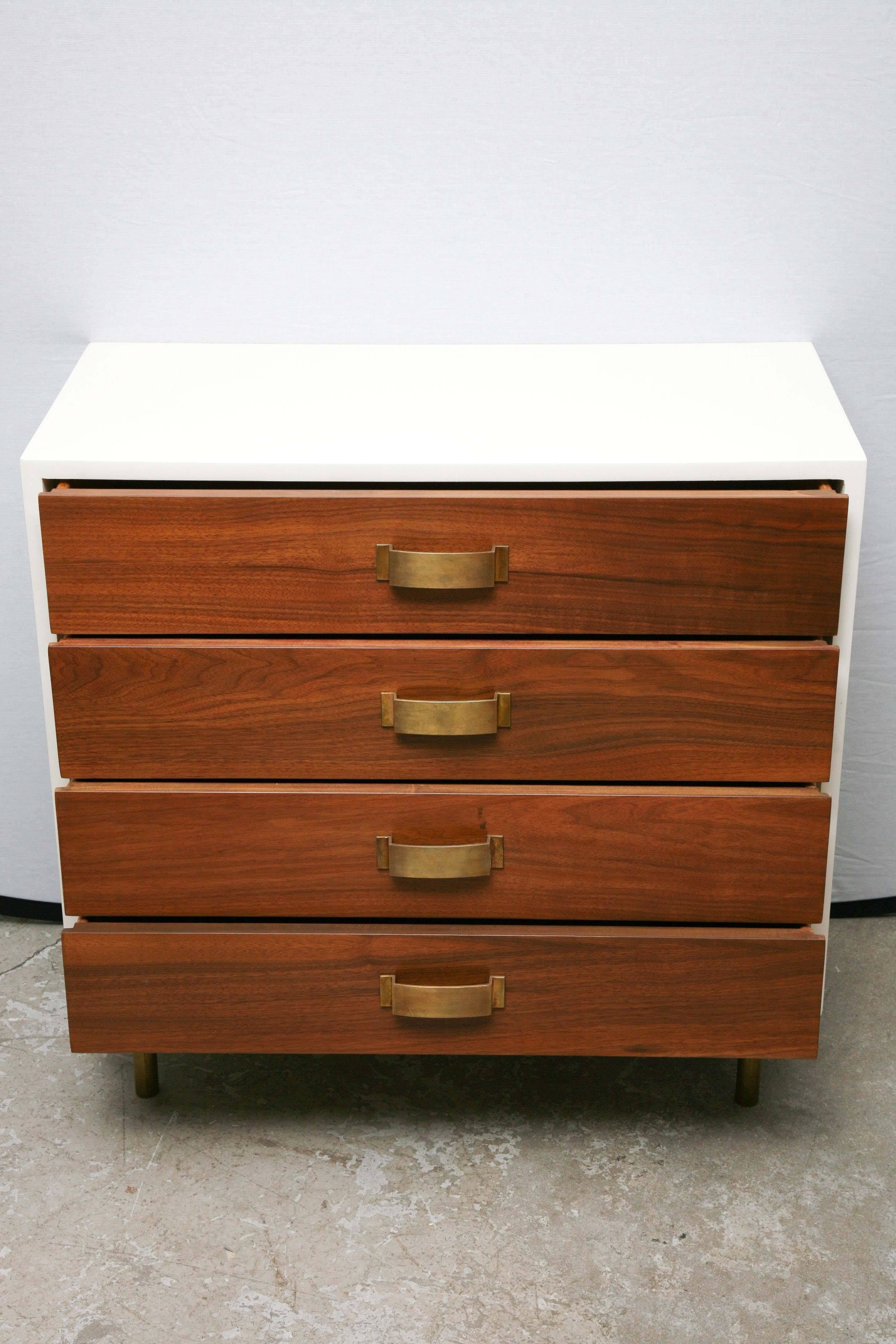 American Pair of Mid-Century Modern Two-Tone Wood Cabinets Commodes Nightstands