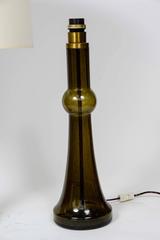 Dark Green Pair of Murano Glass Lamps