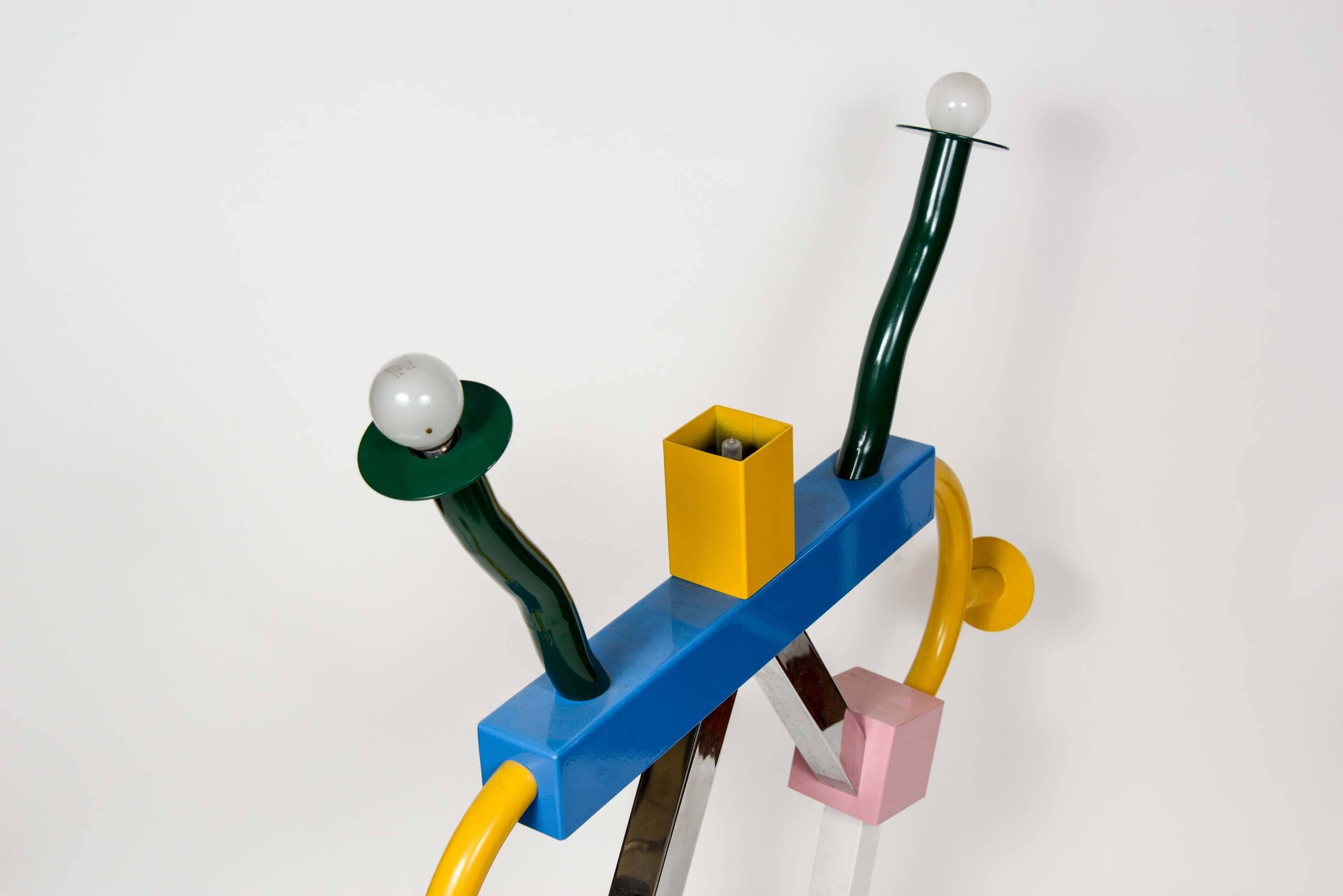 Enameled Colorful Ashoka Lamp by Ettore Sottsass for Memphis