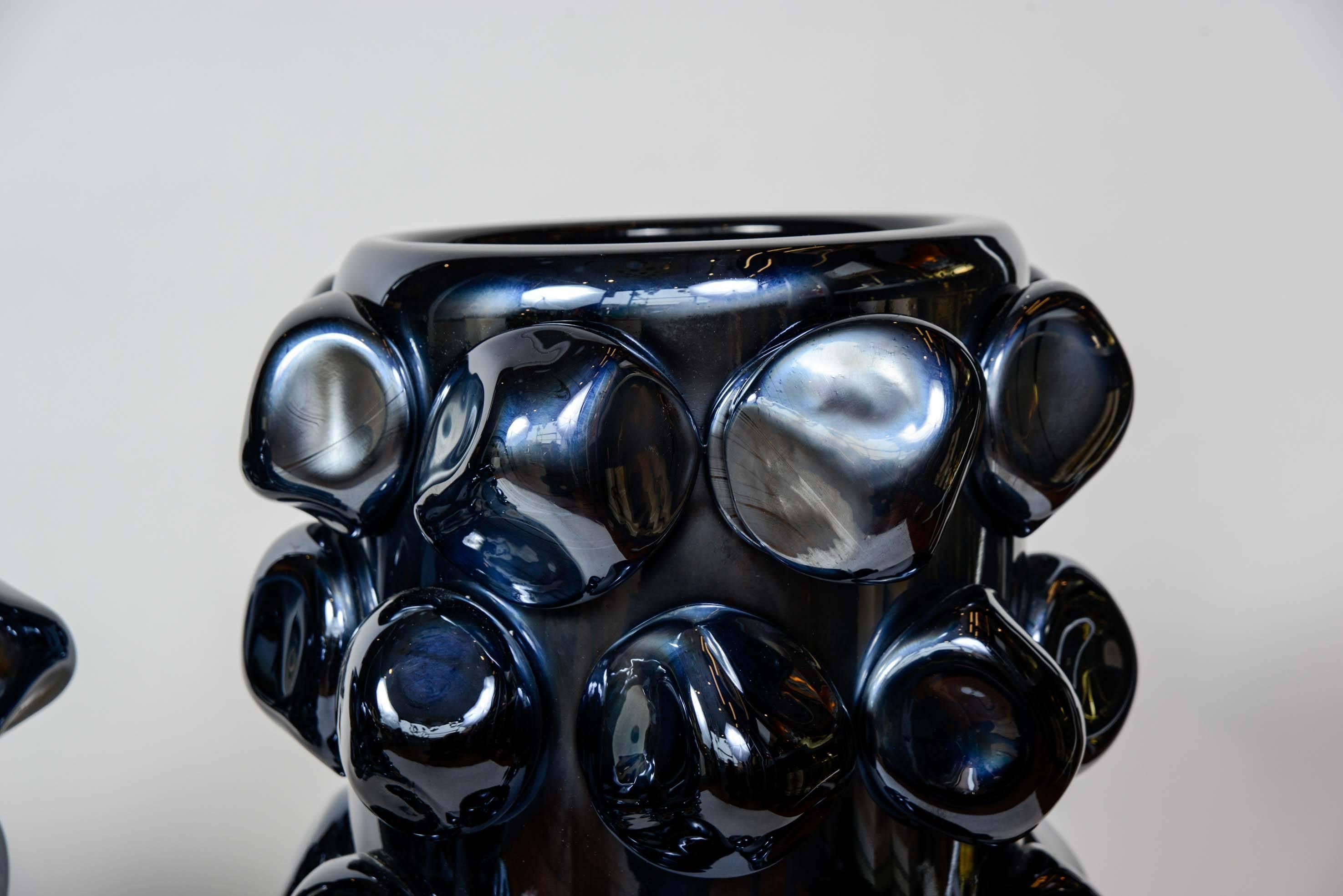 Amazing Metallic Blue Fabiano Amadi Vase In Excellent Condition In Saint-Ouen, IDF