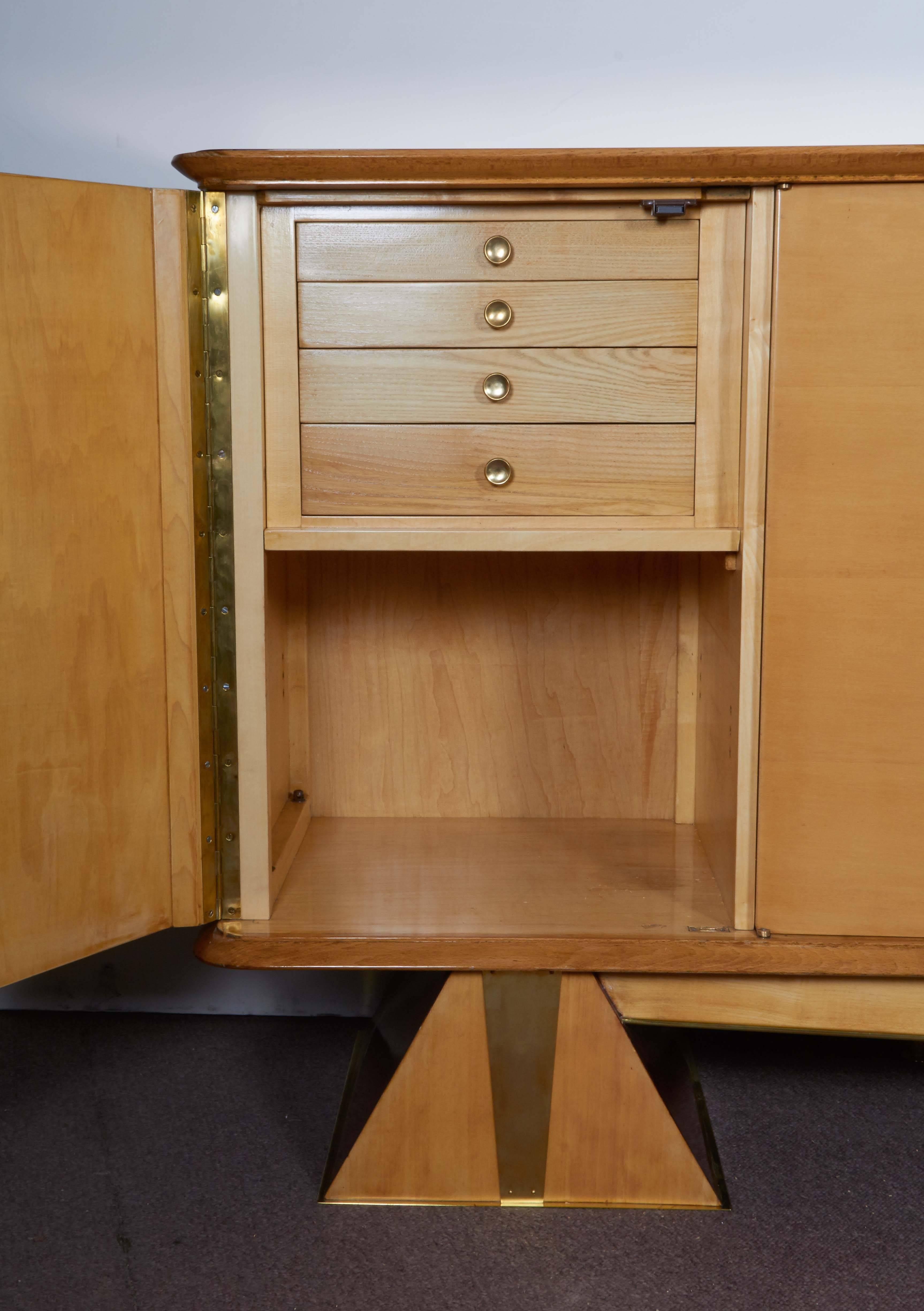 French Modernist Sycamore Cabinet with Pyramid Base 2