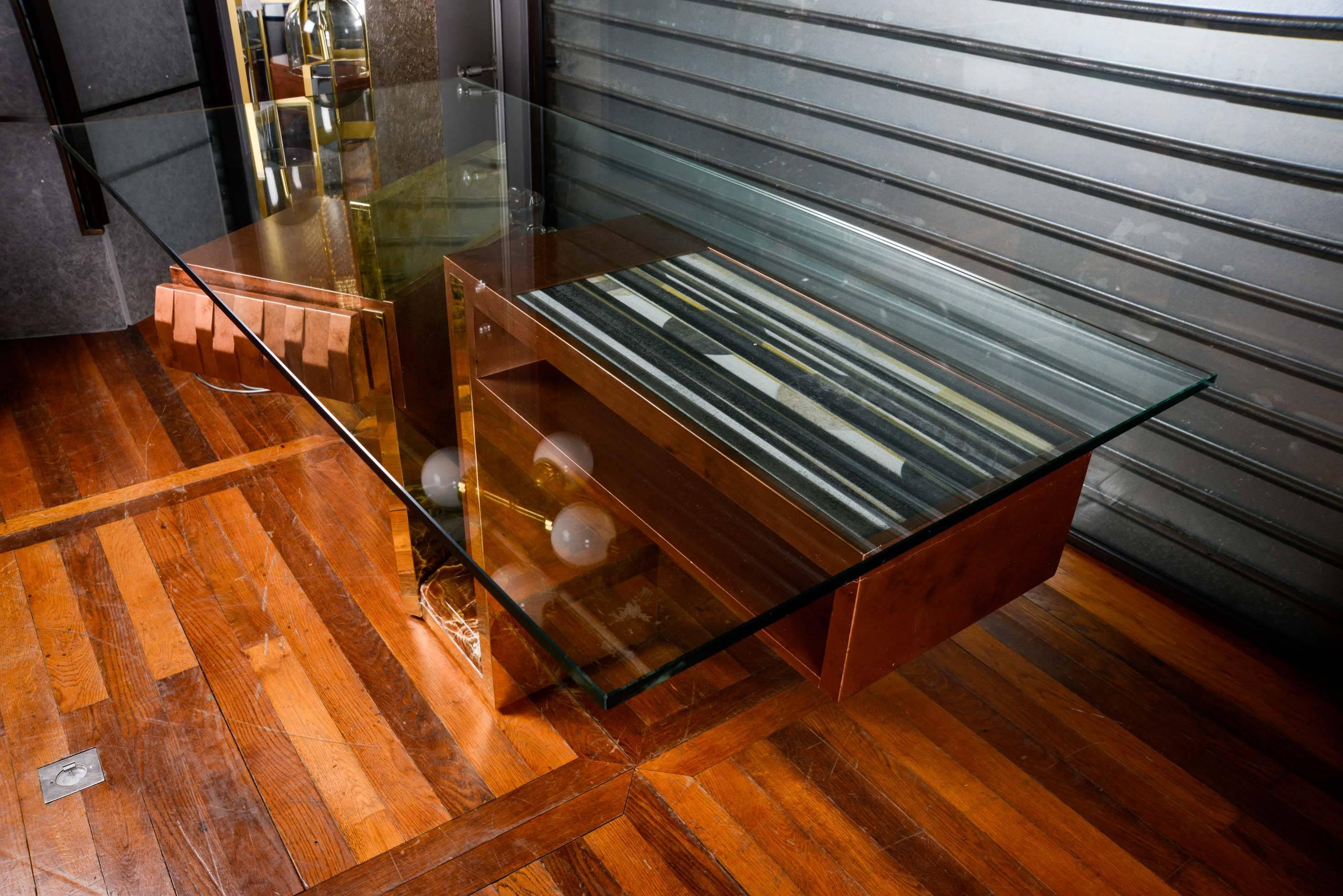 glass and wood desk
