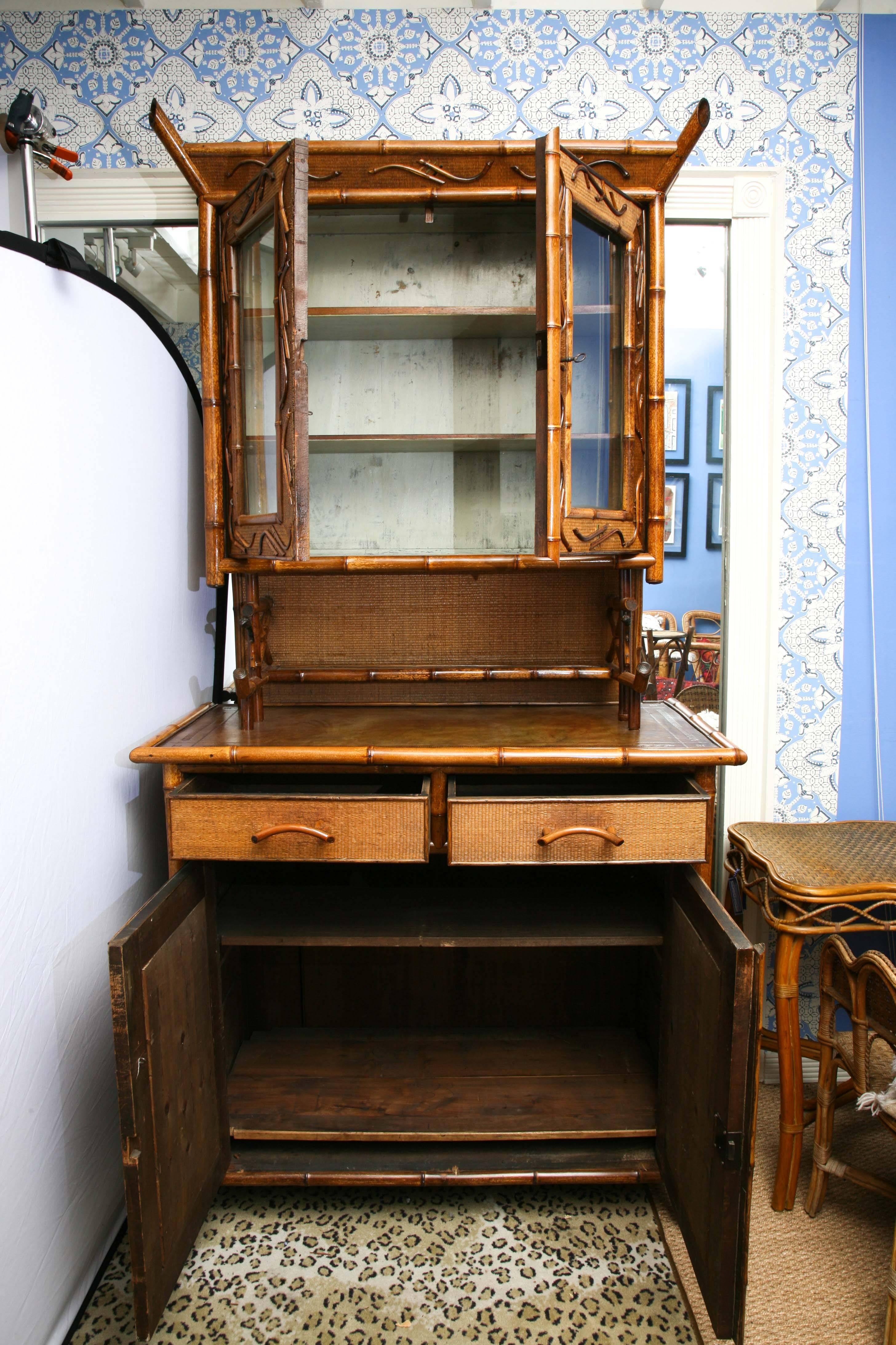 Superb 19th Century English Bamboo  Cupboard or Buffet In Good Condition In West Palm Beach, FL