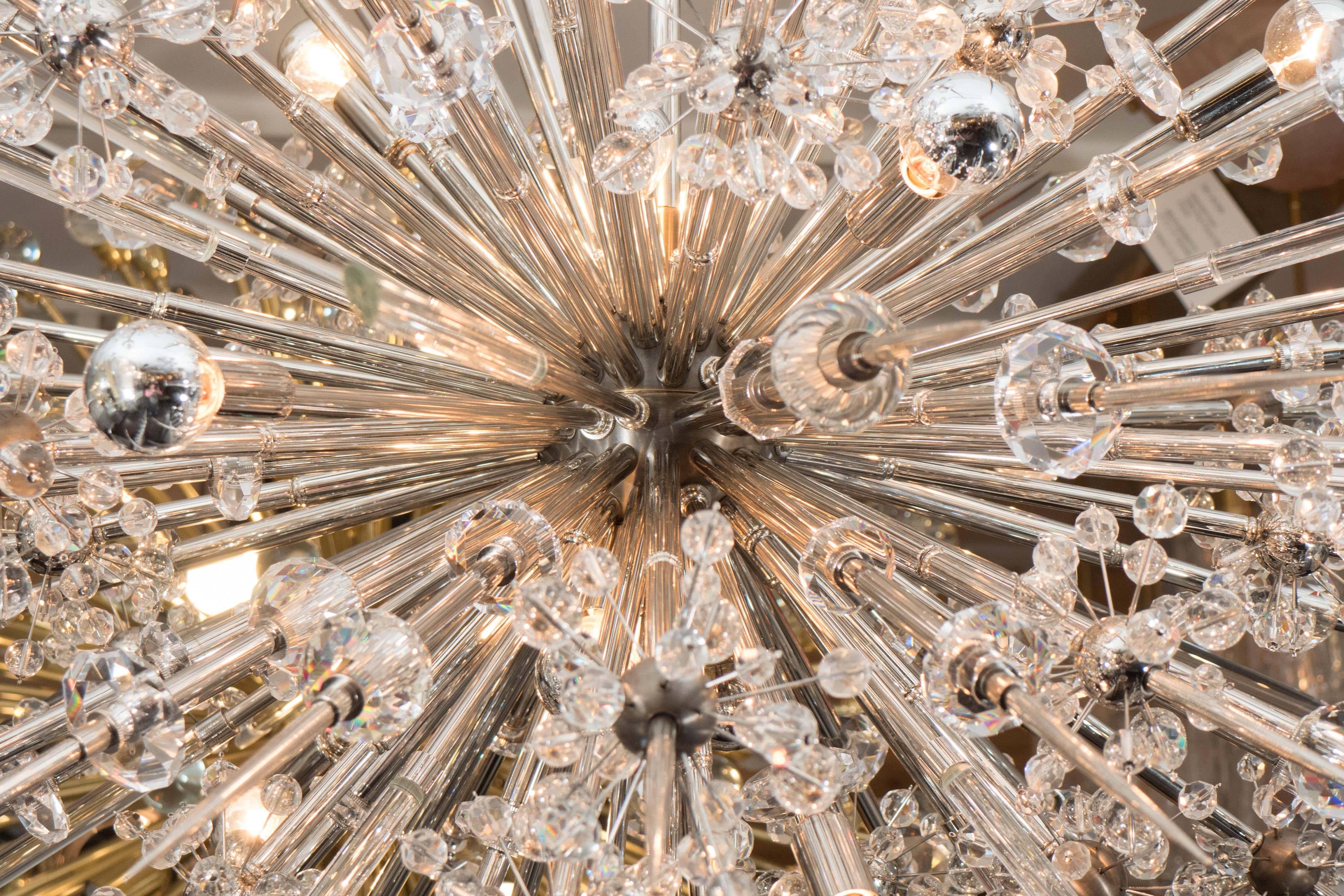Modern Austrian Crystal Starburst Sputnik Chandelier