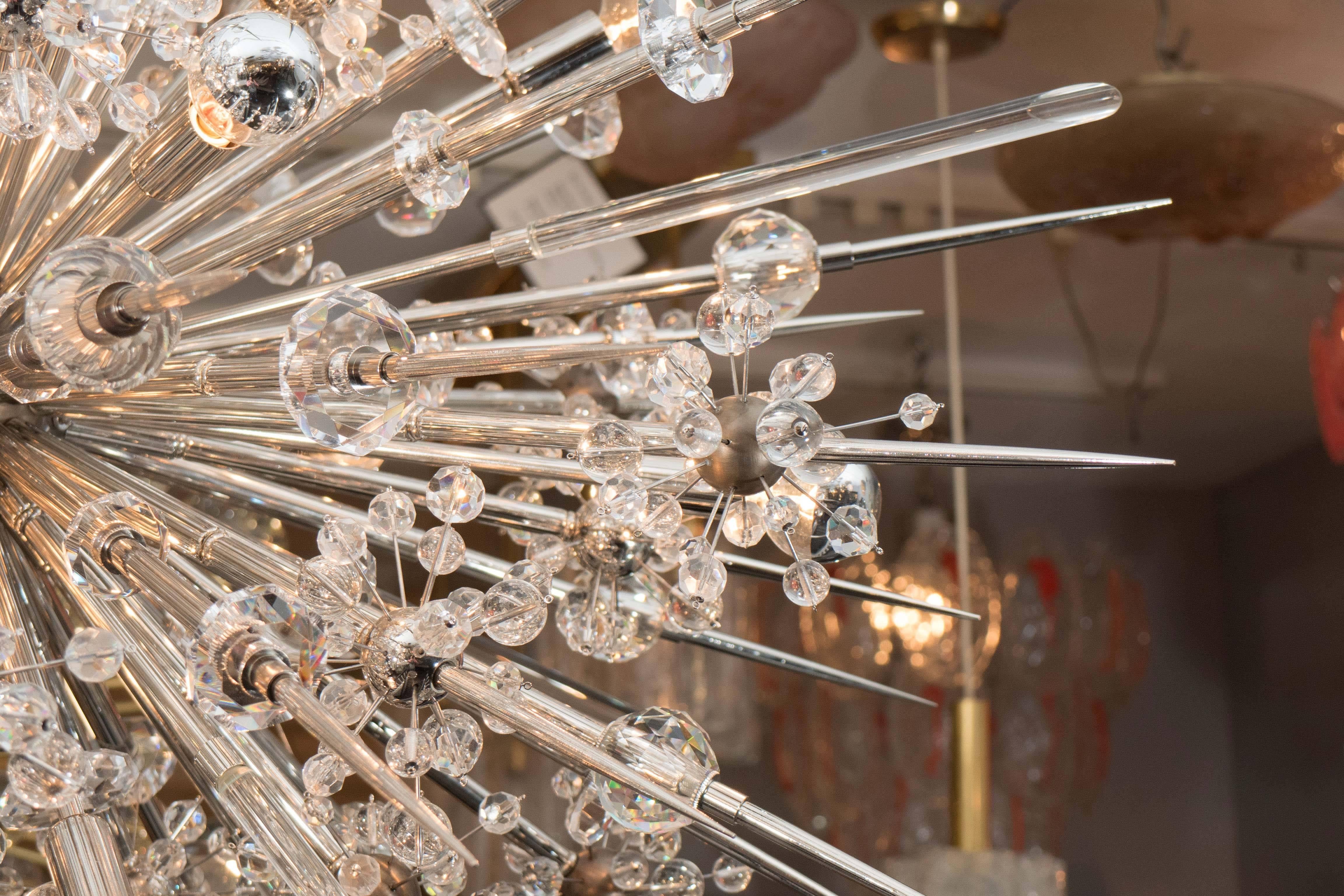 Austrian Crystal Starburst Sputnik Chandelier In New Condition In New York, NY