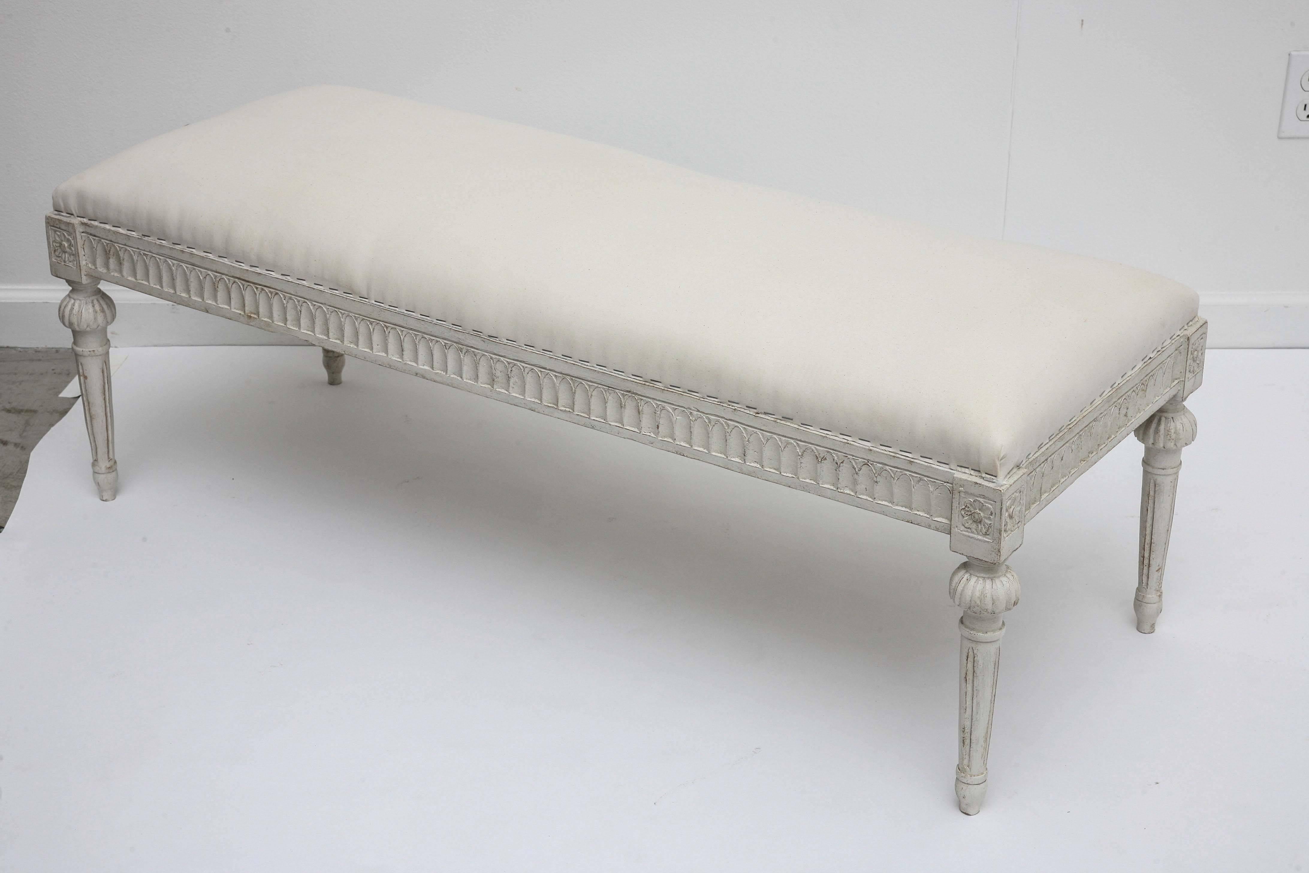 Pair of Antique Swedish Gustavian Painted Benches, 19th Century 2