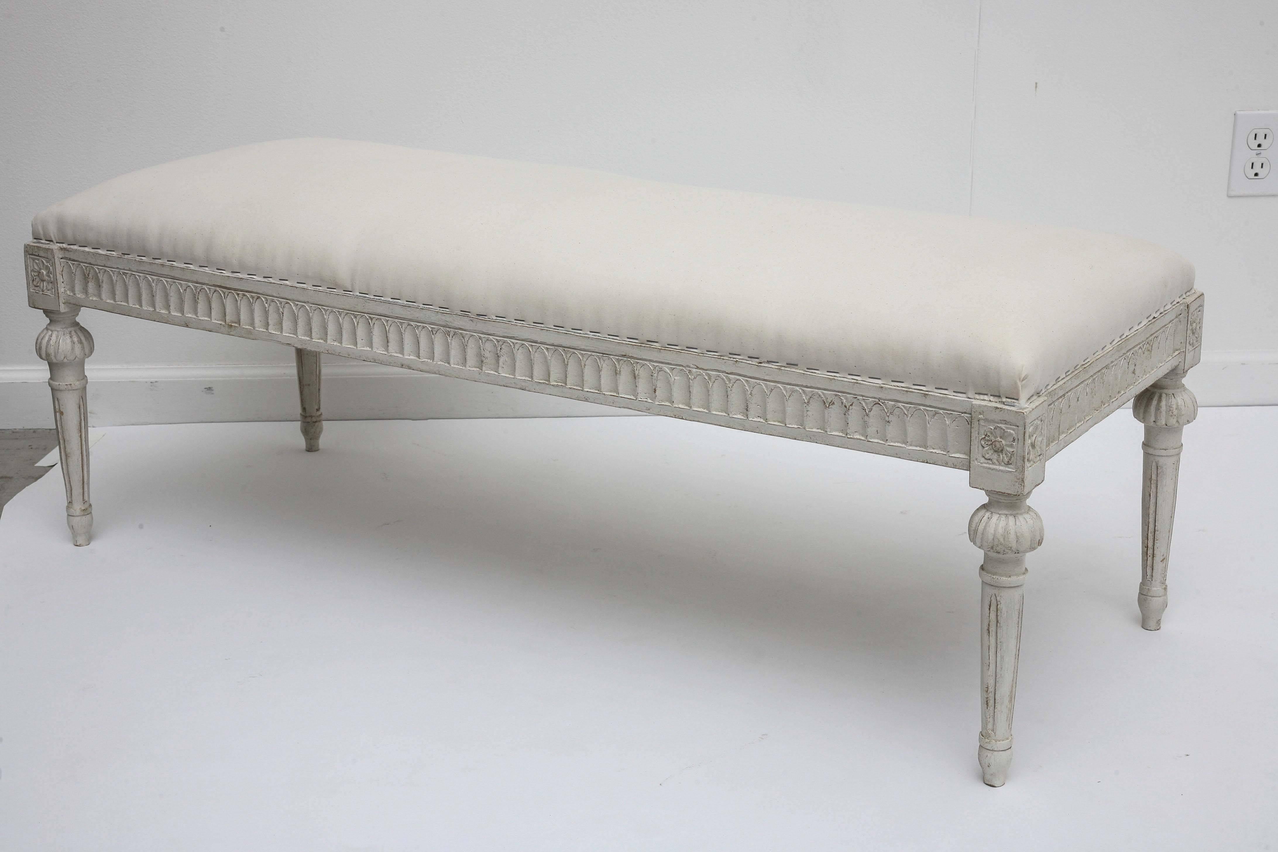Pair of Antique Swedish Gustavian Painted Benches, 19th Century 3