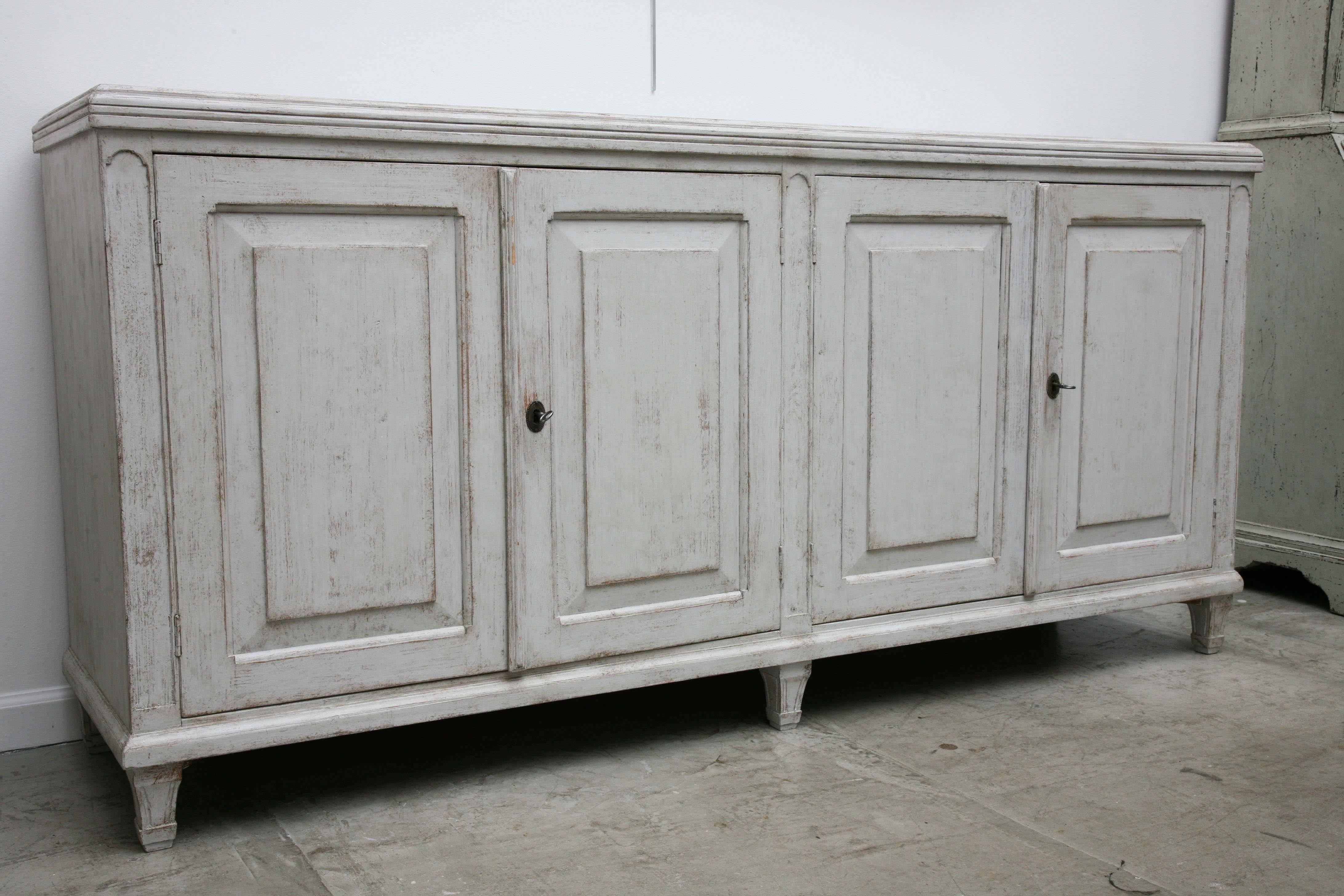 Large Swedish Antique Painted Sideboard, 19th Century 5