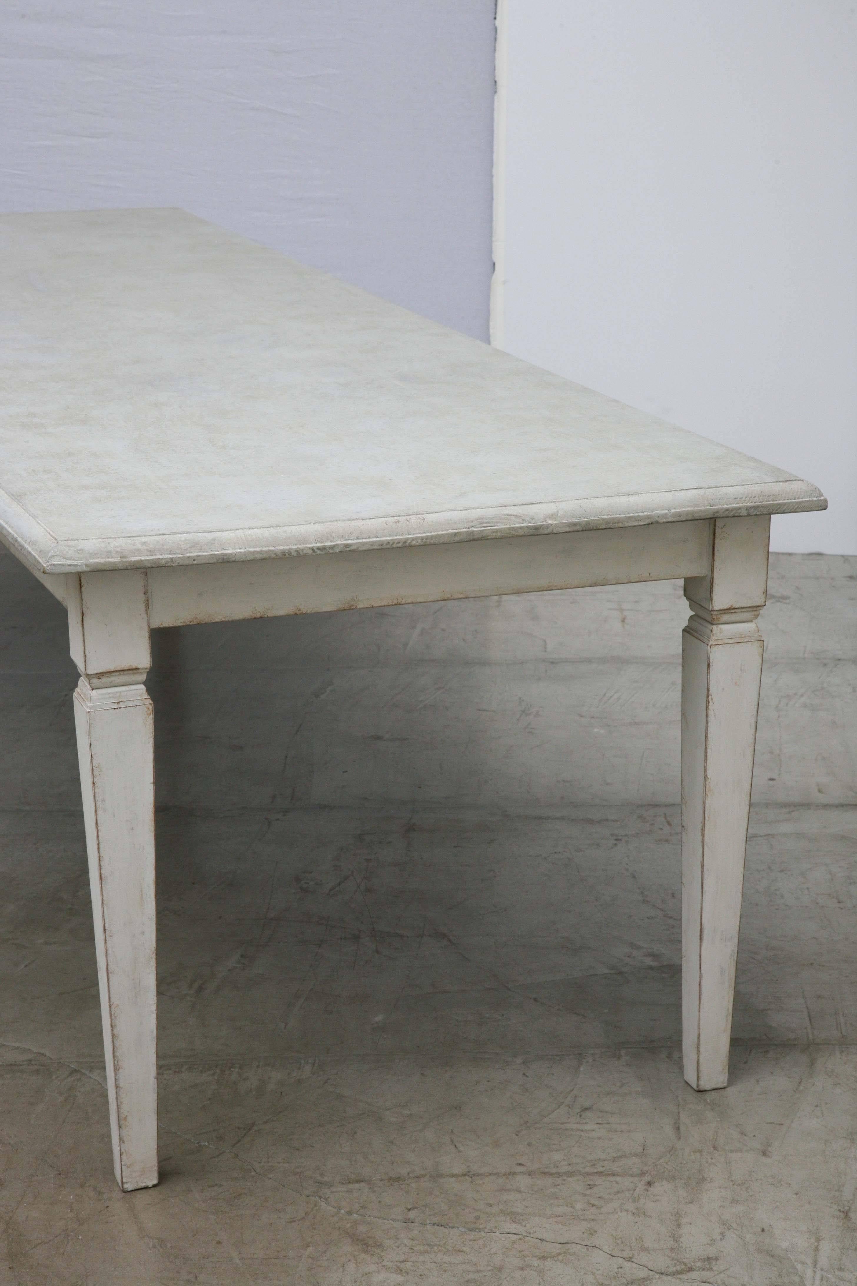 Gustavian Antique Long Swedish Painted Dining Farm Table  Late 19th Century