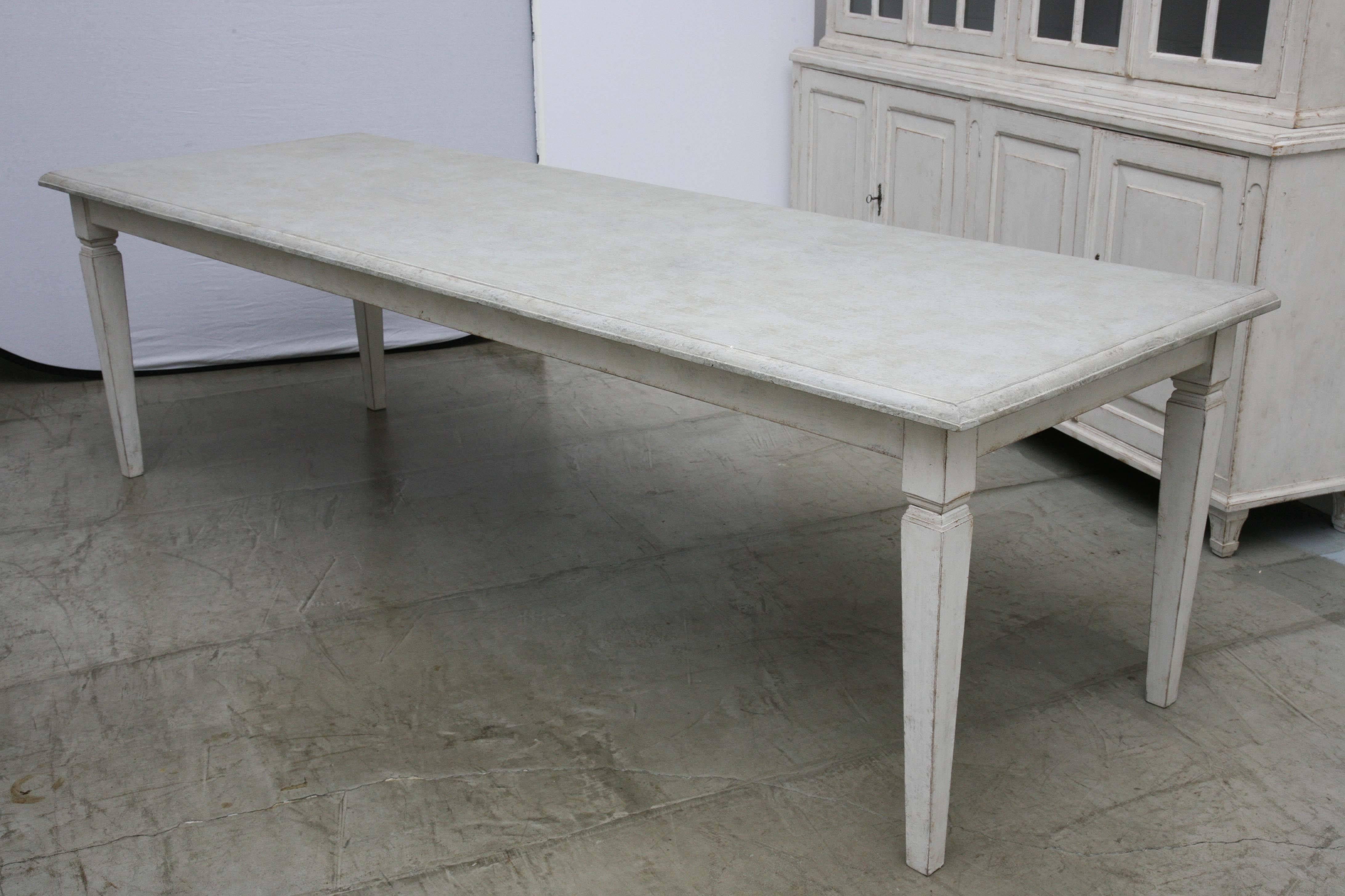 Antique Long Swedish Painted Dining Farm Table  Late 19th Century 2