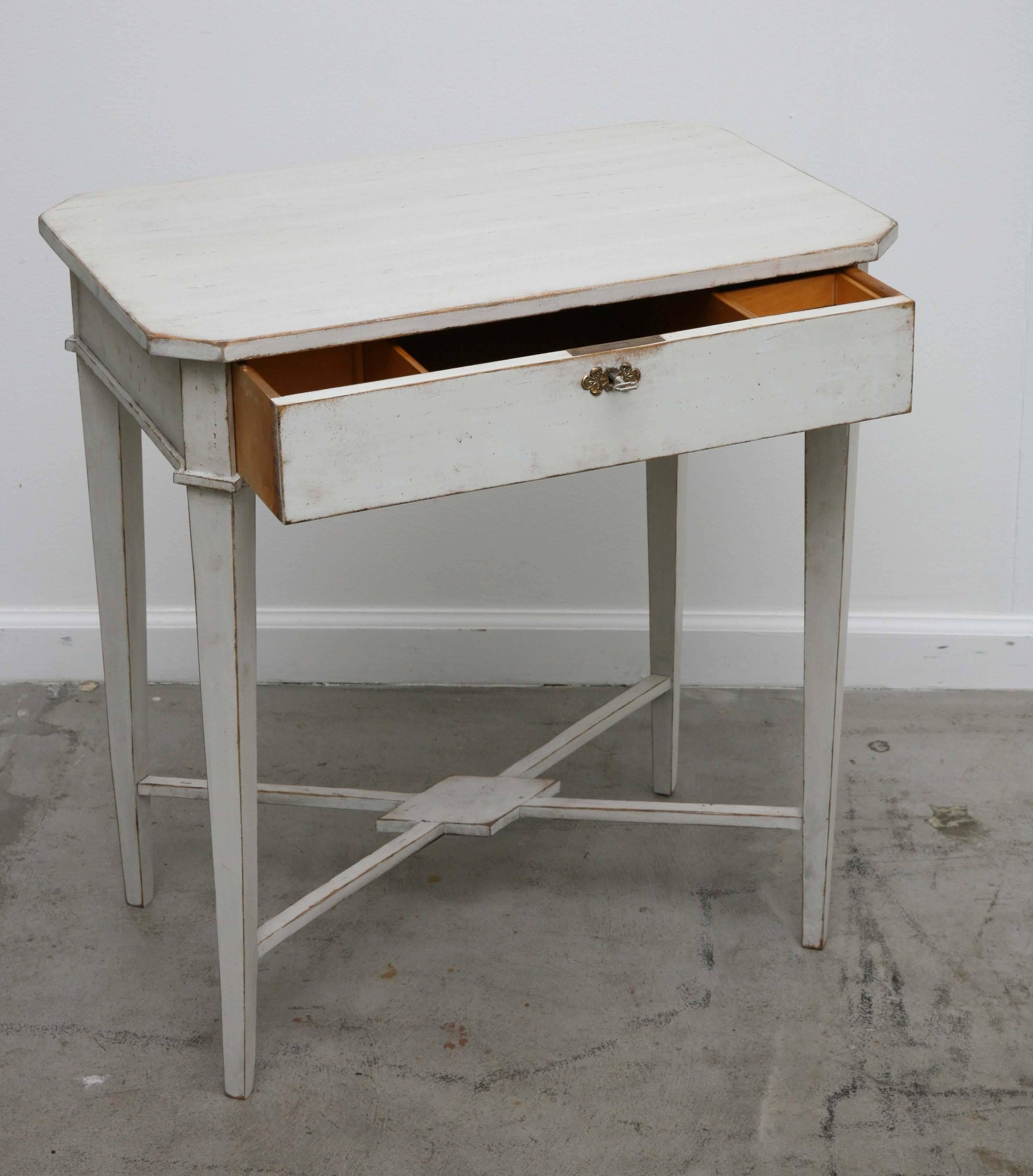 Antique Swedish Gustavian Pained Work Table, 19th Century 1