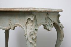 Antique Swedish Rococo Carved Painted Table 19th Century