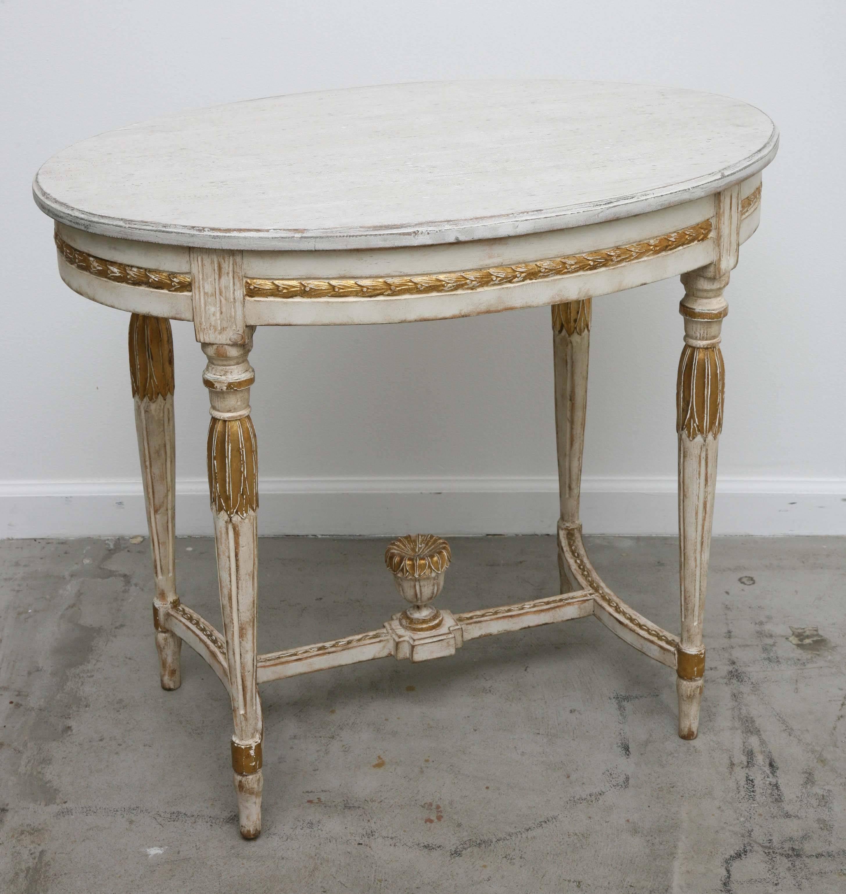 Antique Swedish Period Oval Table, Painted and Gilt Finish, 19th Century 1