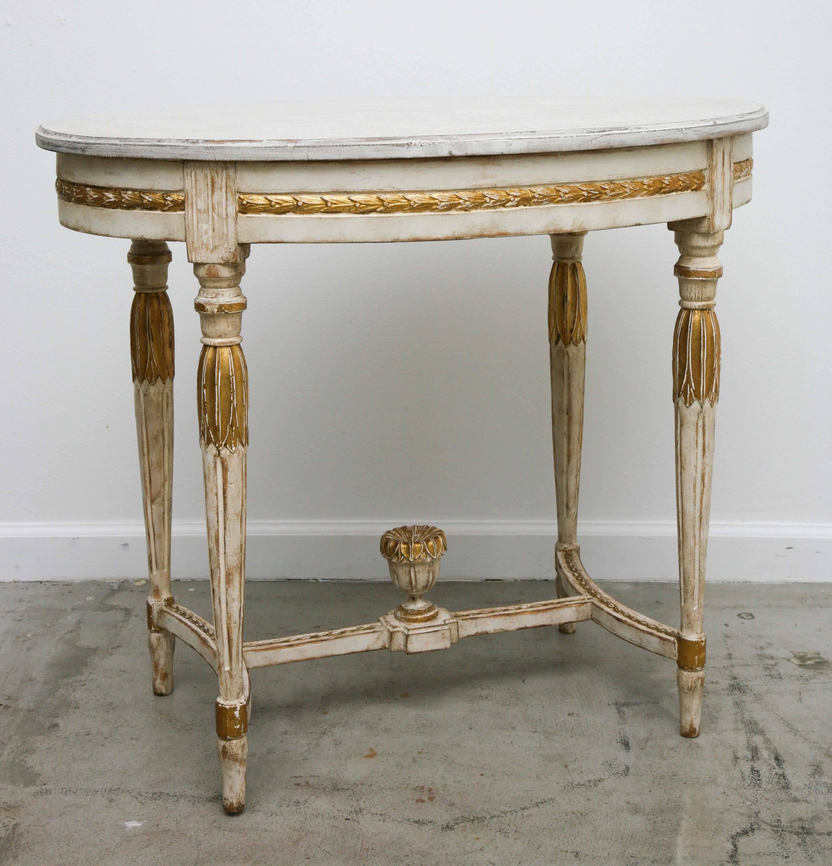 Antique Swedish Period Oval Table, Painted and Gilt Finish, 19th Century 2