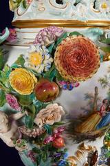 Monumental Pair of Meissen Porcelain Pot-Pourri Vases, circa 1850