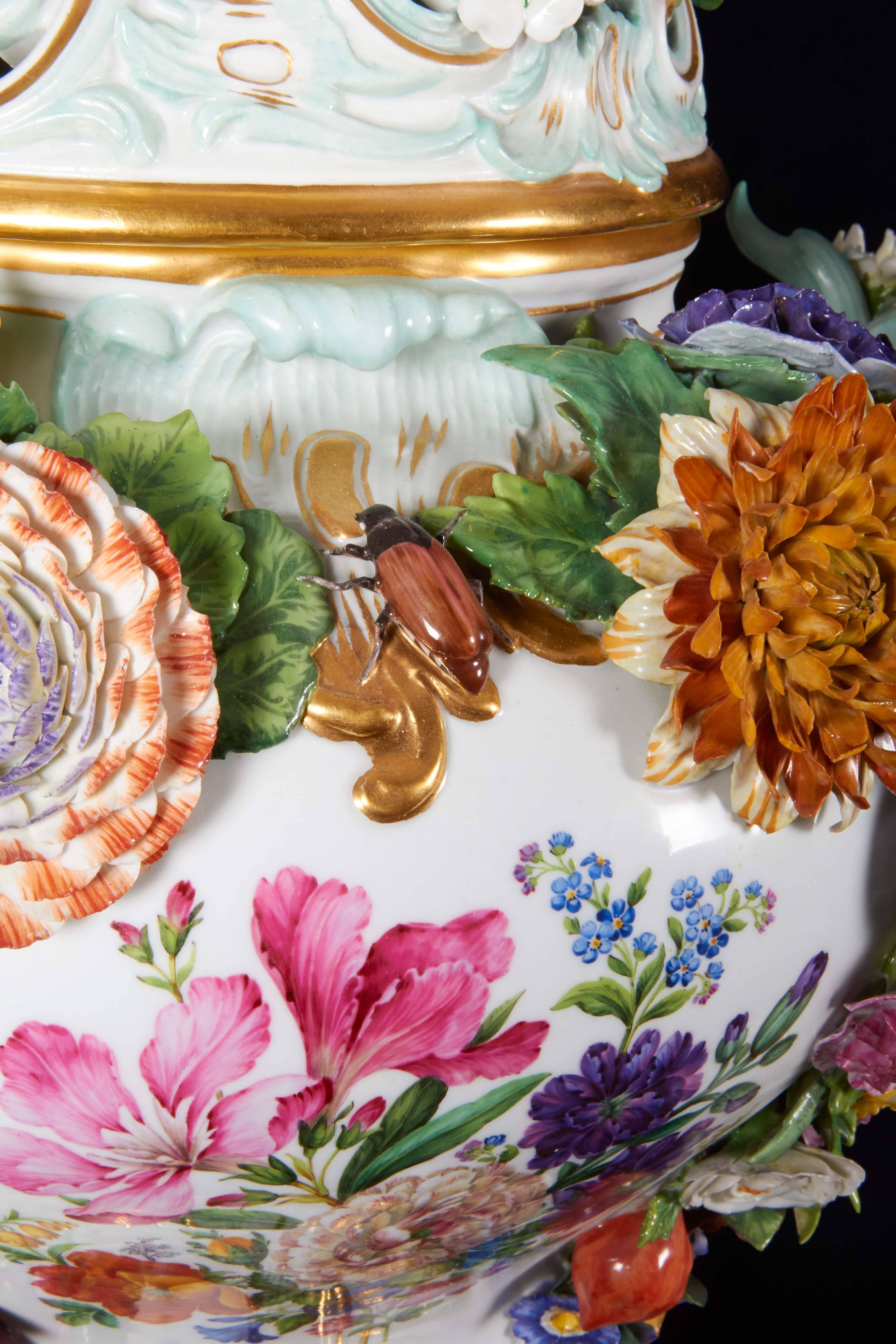 Monumental Pair of Meissen Porcelain Pot-Pourri Vases, circa 1850 1
