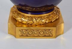 Antique Chinese Blue Ground Porcelain, Ormolu Mounted Lamp, E.F. Caldwell