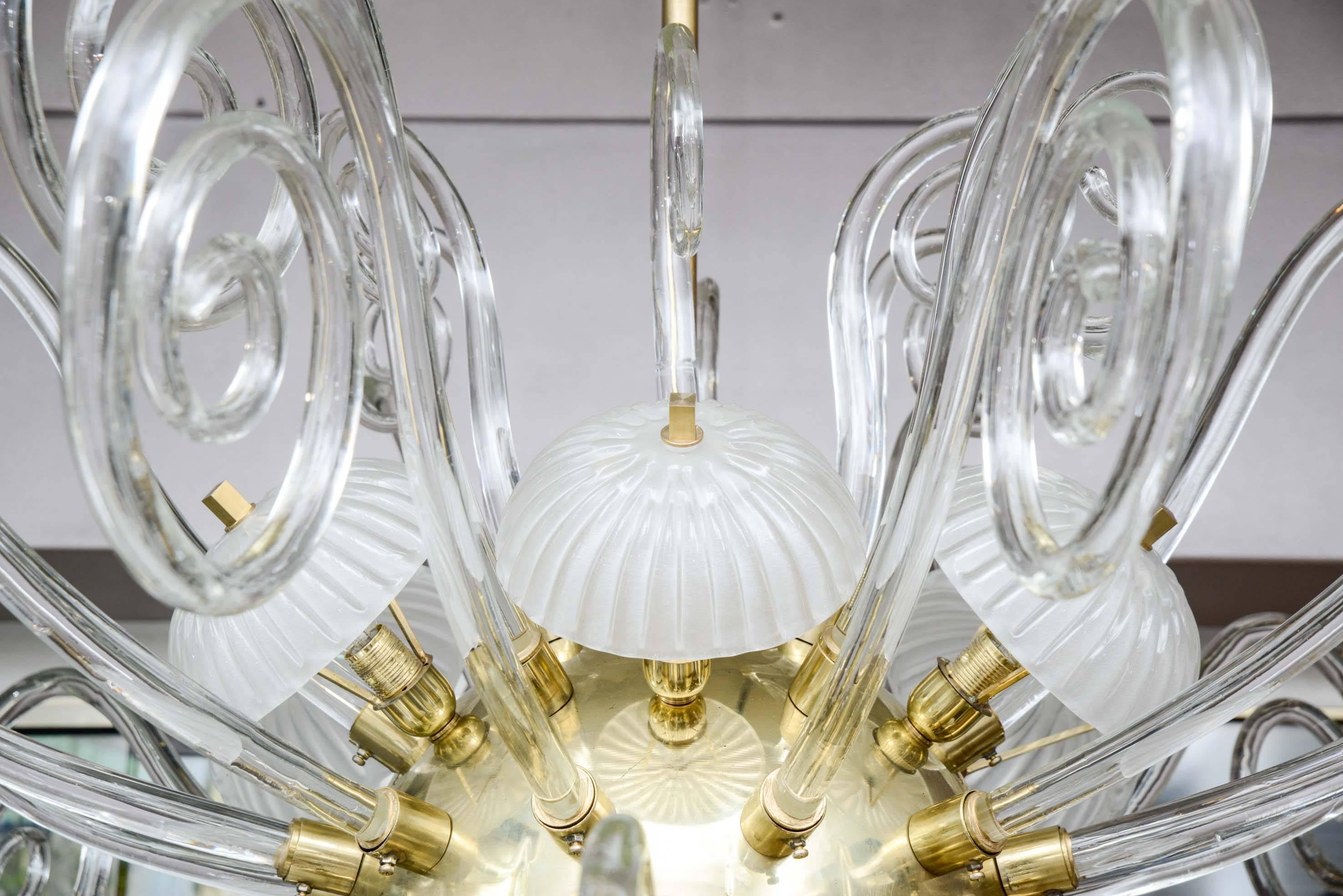 Brass Chandelier in Murano Glass