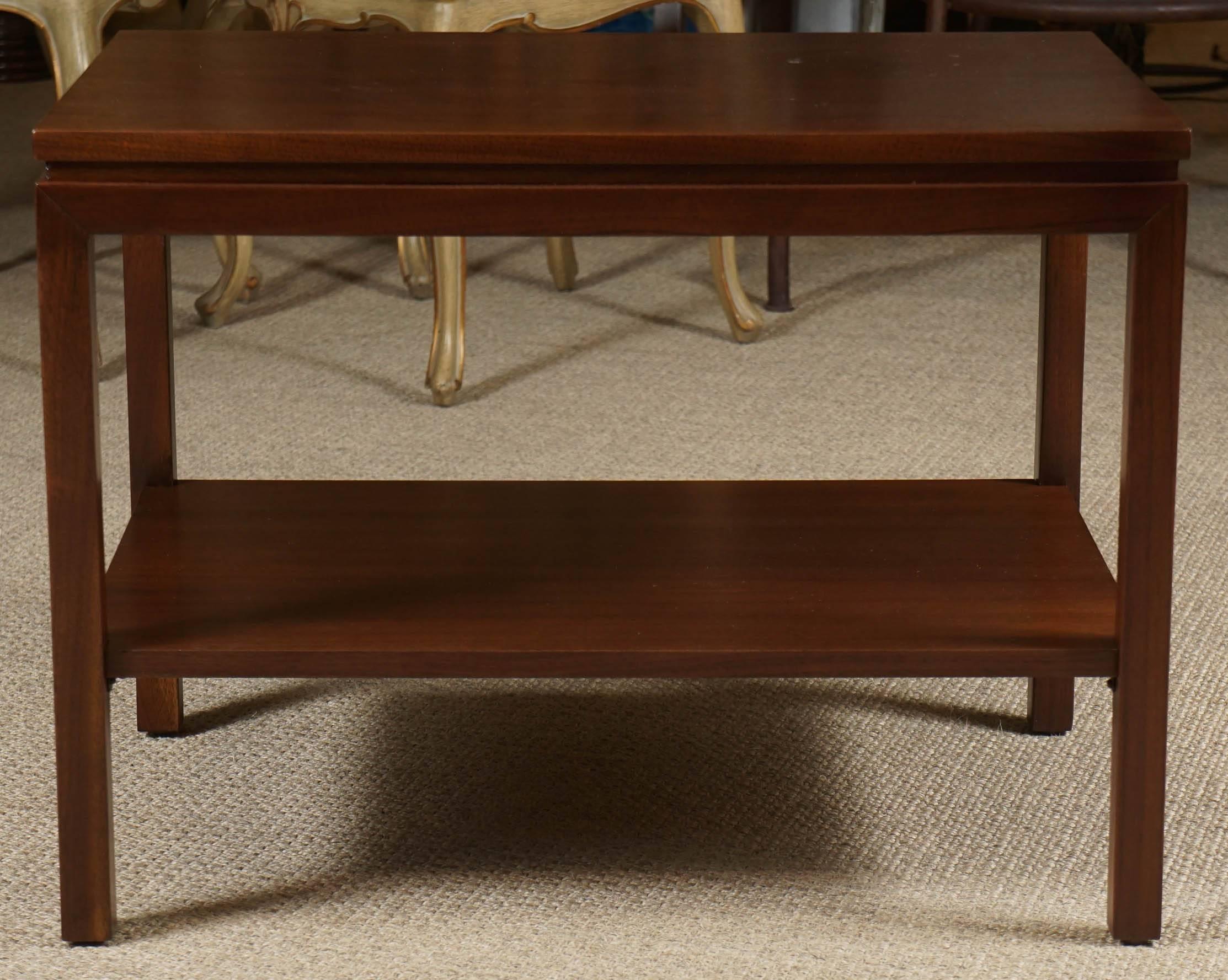 Pair of Modern Walnut End Tables with Shelves In Excellent Condition In Hudson, NY